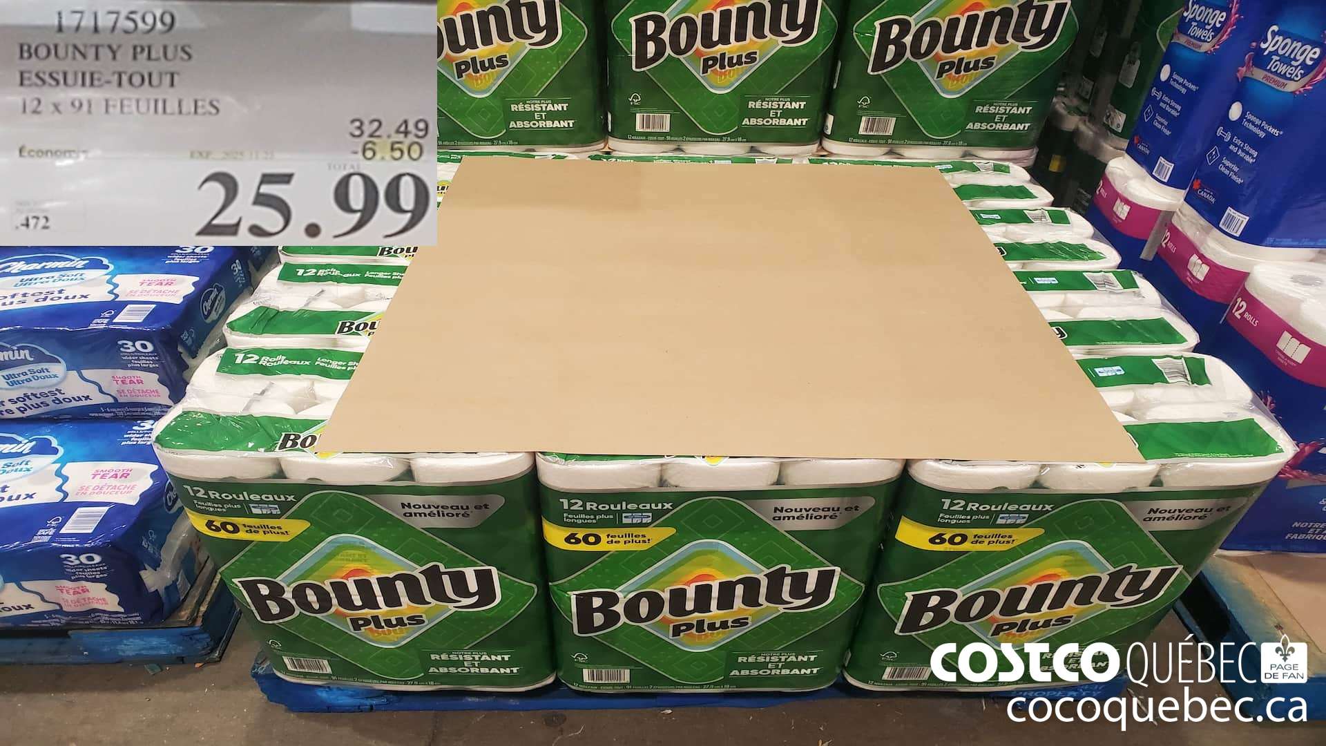 1717599 BOUNTY PLUS ESSUIE-TOUT 12 X 91 FEUILLES ($6.50 INSTANT SAVINGS EXPIRES ON 2025-11-23) $25.99