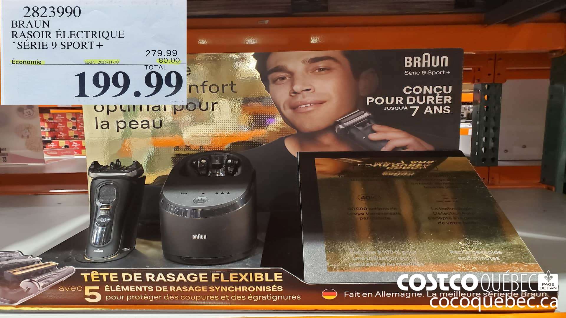 2823990 BRAUN RASOIR ELECTRIQUE SERIE 9 SPORT + ($80.00 INSTANT SAVINGS EXPIRES ON 2025-11-30) $199.99