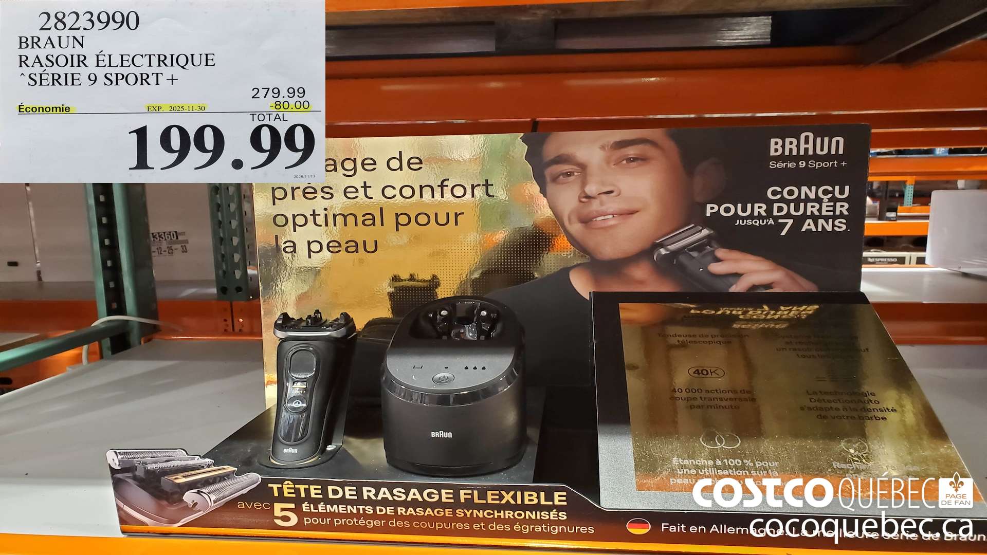 2823990 BRAUN RASOIR ELECTRIQUE SERIE 9 SPORT + ($80.00 INSTANT SAVINGS EXPIRES ON 2025-11-30) $199.99