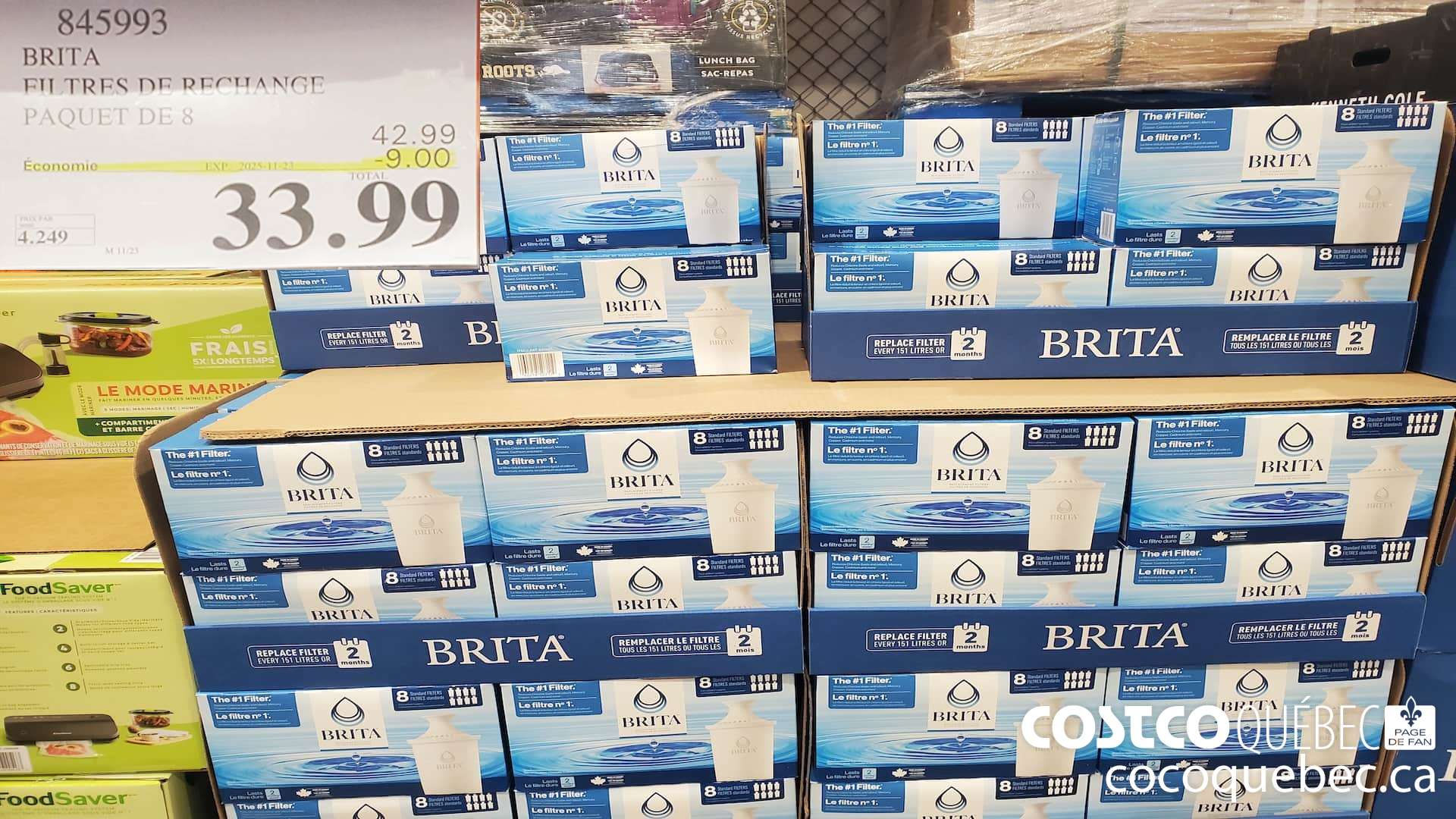 845993 BRITA FILETRES DE RECHANGE ENSEMBLE DE 8  ($9.00 INSTANT SAVINGS EXPIRES ON 2025-11-23) $33.99