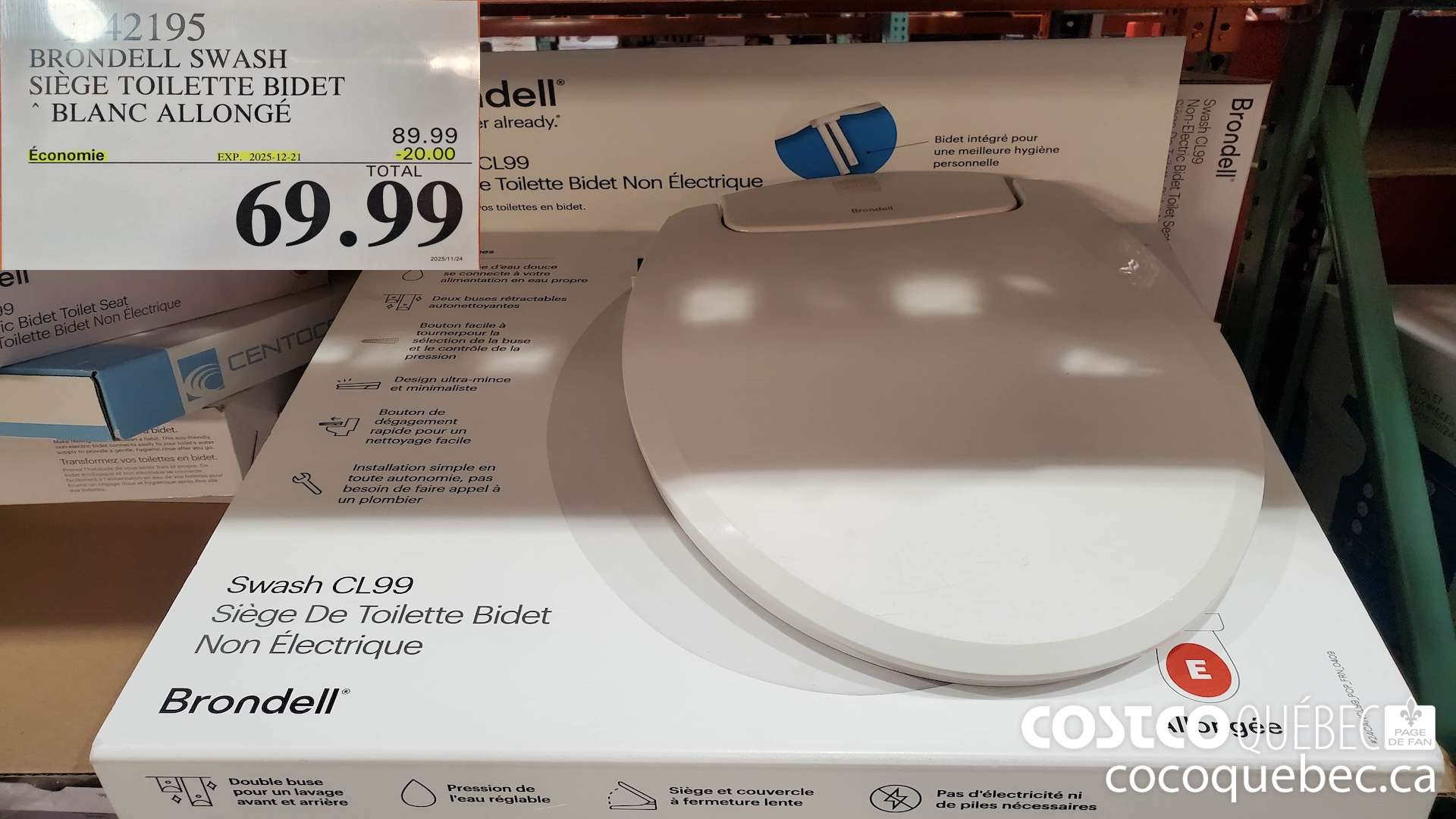 1442195 BRONDELL SWASH SIEGE TOILETTE BIDET ($20.00 INSTANT SAVINGS EXPIRES ON 2025-12-21) $69.99