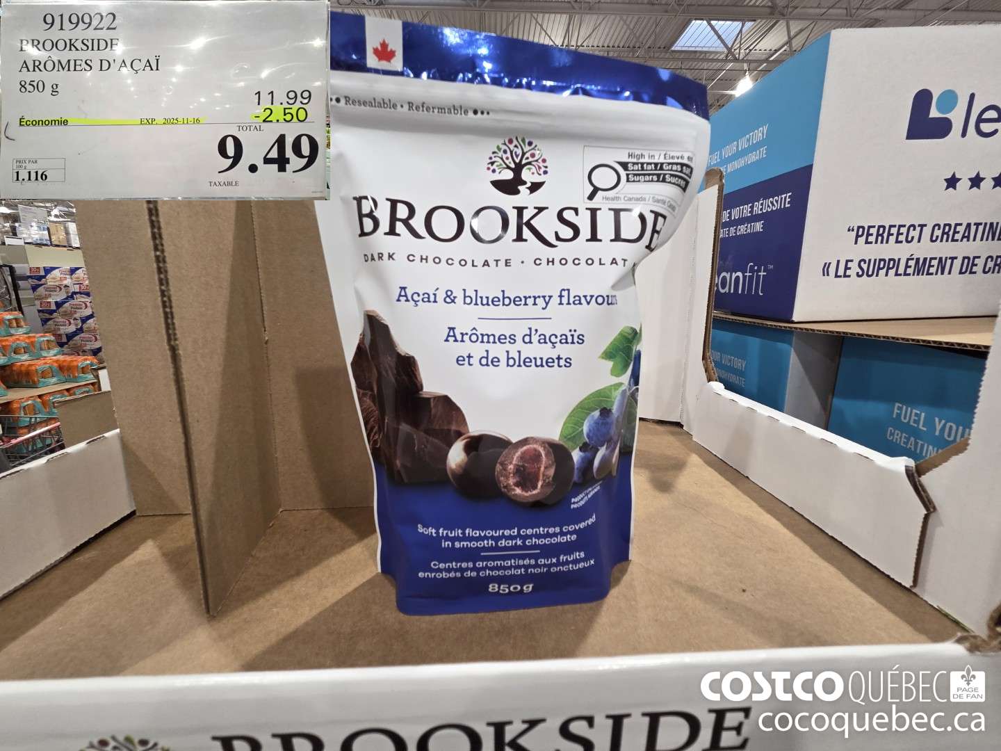 919922 BROOKSIDE AROMES D'ACAI 850G ($2.50 INSTANT SAVINGS EXPIRES ON 2025-11-16) $9.49