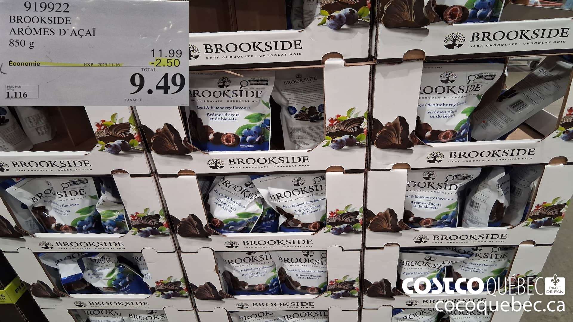 919922 BROOKSIDE AROMES D'ACAI 850G ($2.50 INSTANT SAVINGS EXPIRES ON 2025-11-16) $9.49