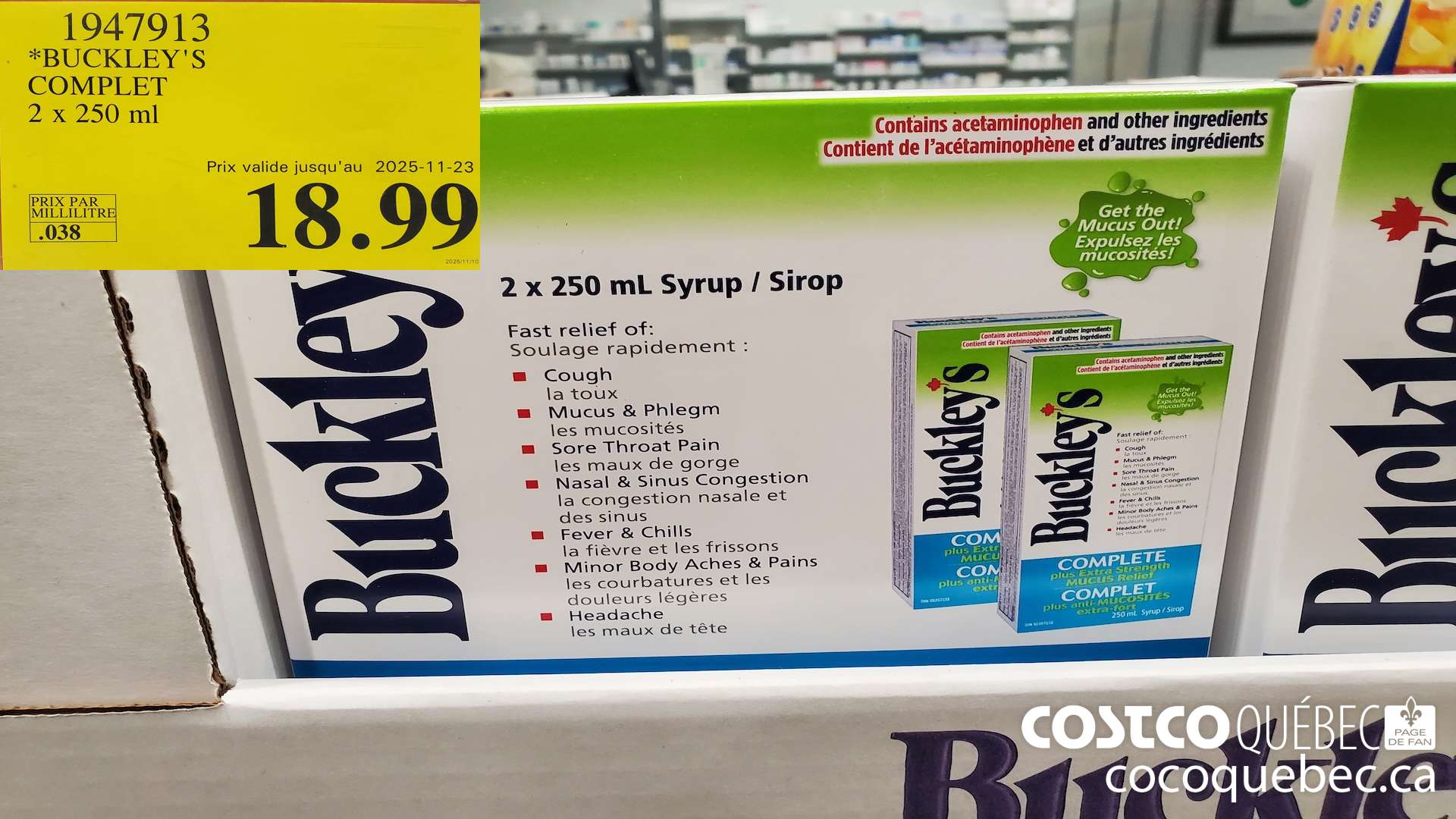 1947913 BUCKLEY'S COMPLET 2 x 250 ml (EXPIRES ON 2025-11-23) $18.99