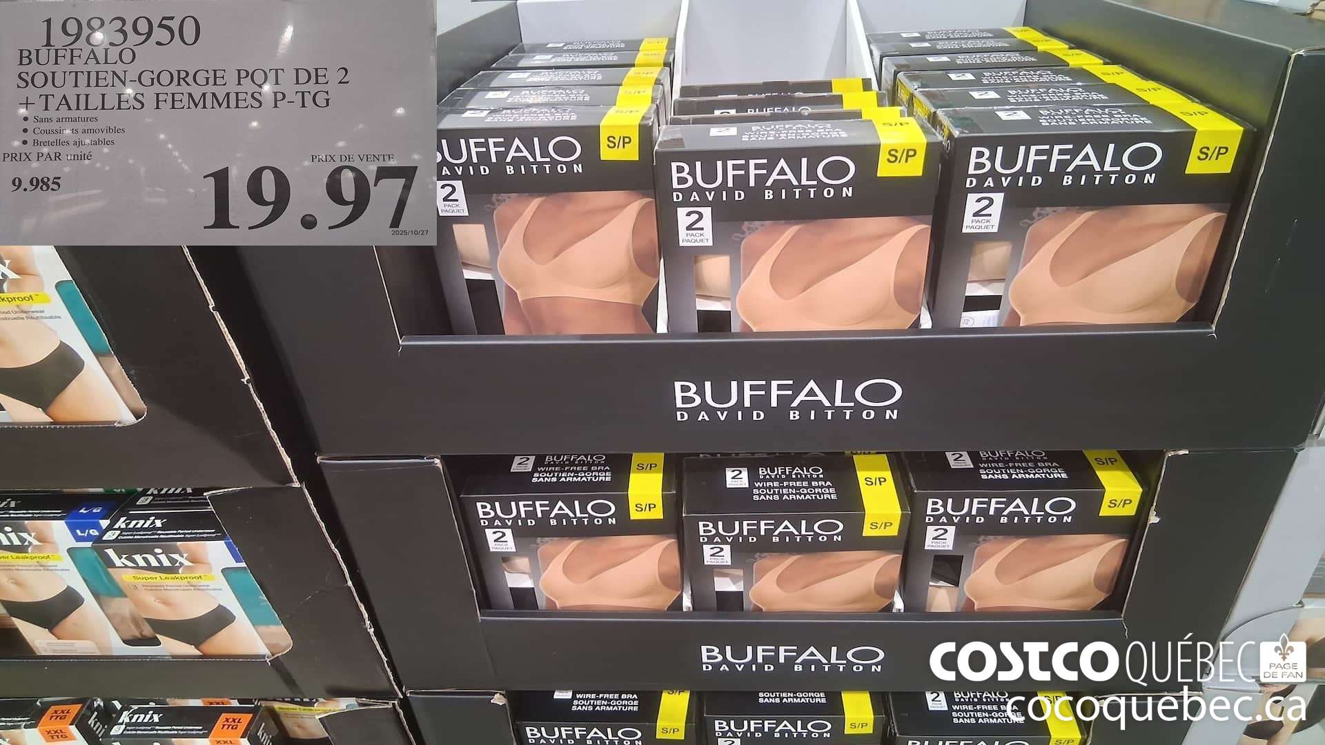1983950 BUFFALO SOUTIEN-GORGE PQT DE 2 TAILLES FEMMES P-TG $19.97