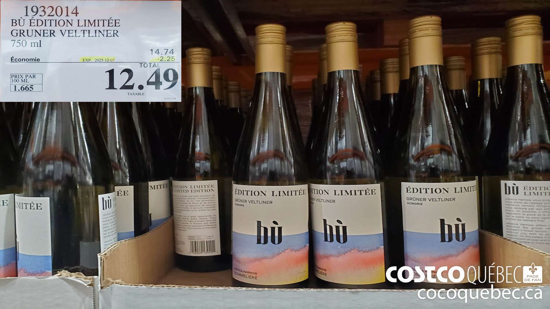 1932014 BU EDITION LIMITEE GRUNER VELTLINER 750 ml ($2.25 INSTANT SAVINGS EXPIRES ON 2025-12-07) $12.49