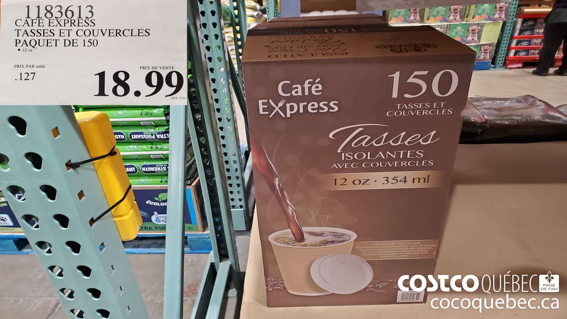 1183613 CAFE EXPRESS TASSES ET COUVERCLES PAQUET DE 150  $18.99