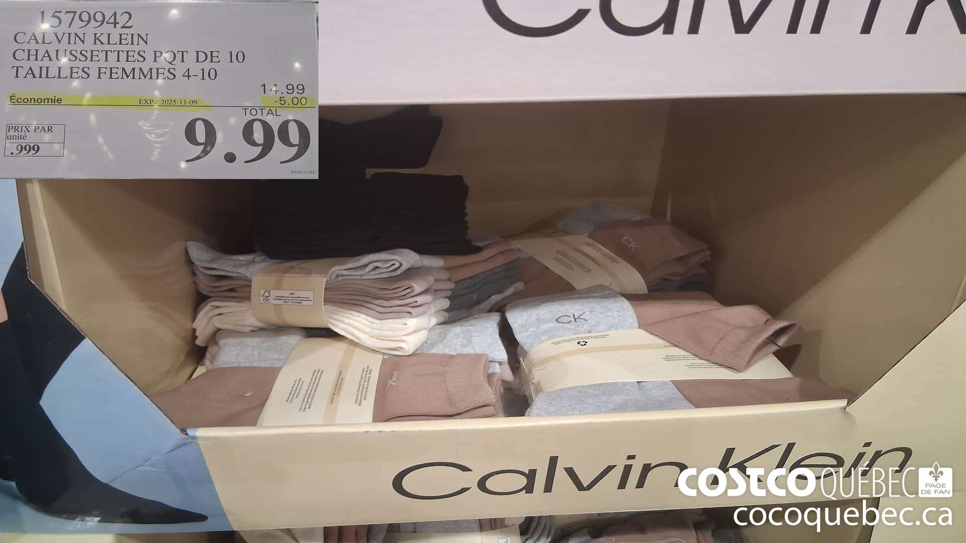 1579942 CALVIN KLEIN CHAUSSETTE PQT DE 10 TAILLES 4-10  ($5.00 INSTANT SAVINGS EXPIRES ON 2025-11-09) $9.99