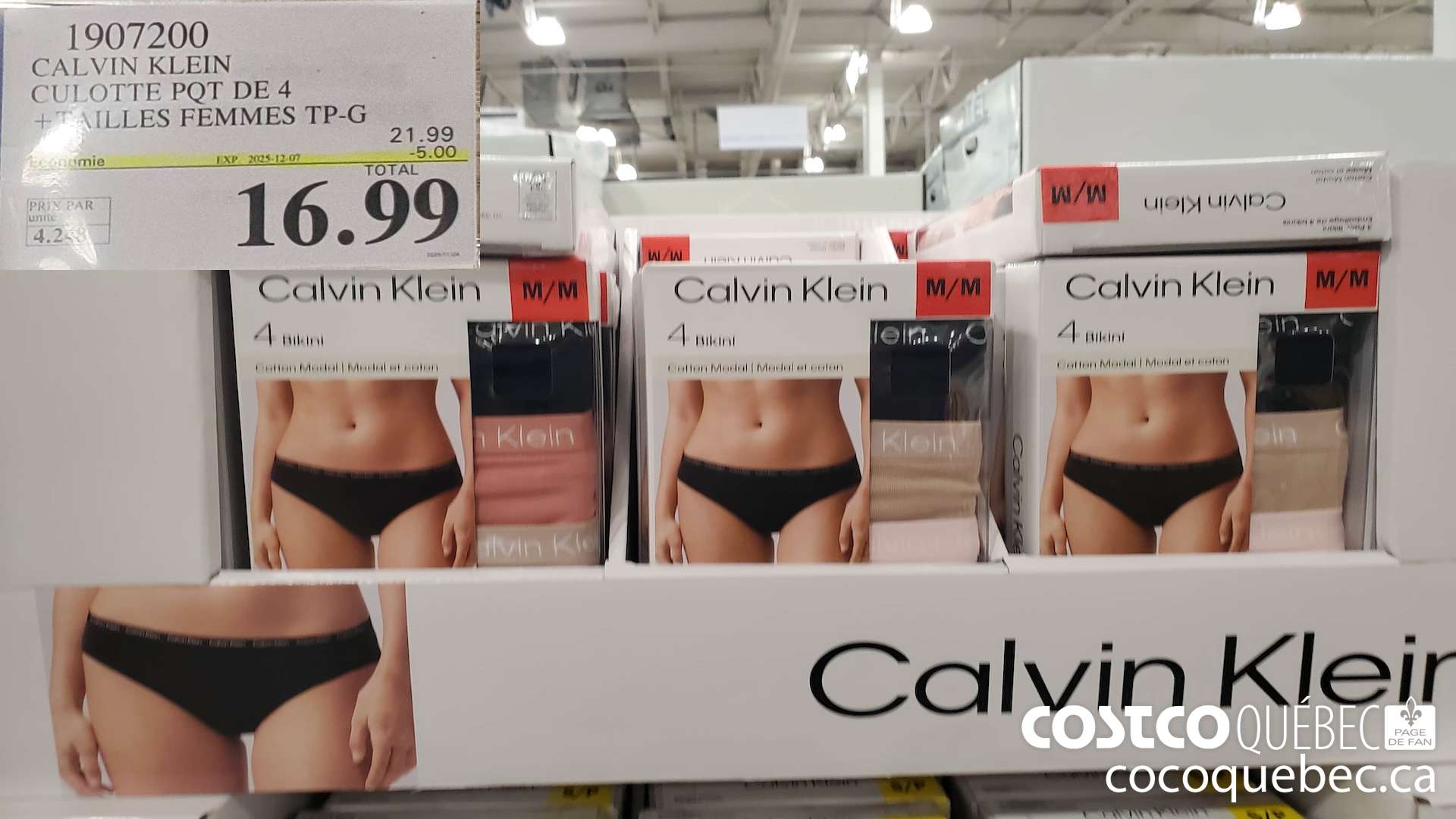 1907200 CALVIN KLEIN CULOTTE POT DE 4 TAILLES FEMMES TP-G ($5.00 INSTANT SAVINGS EXPIRES ON 2025-12-07) $16.99