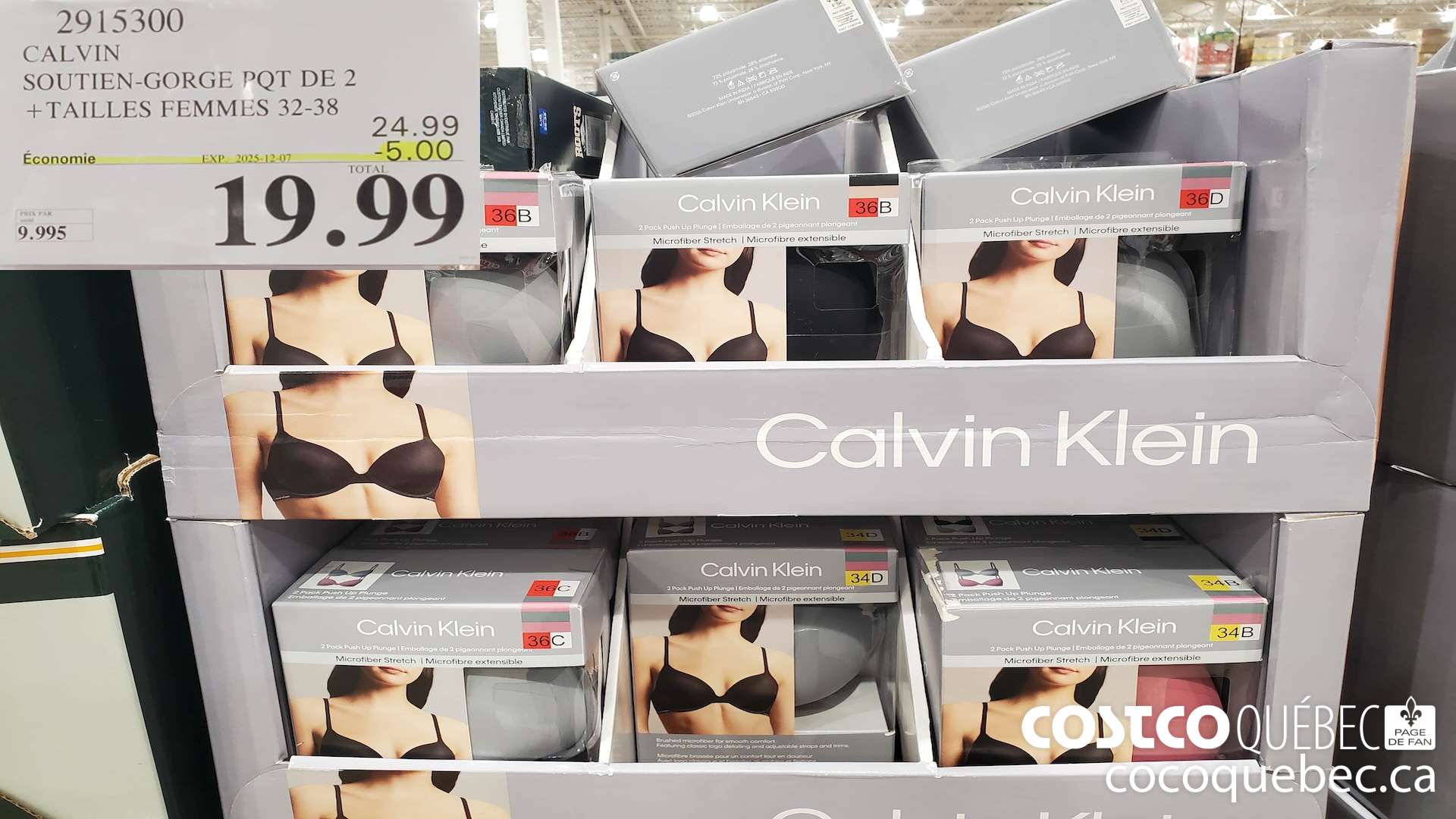 2915300 CALVIN SOUTIEN-GORGE PQT DE 2 +TAILLES FEMMES 32-38 ($5.00 INSTANT SAVINGS EXPIRES ON 2025-12-07) $19.99