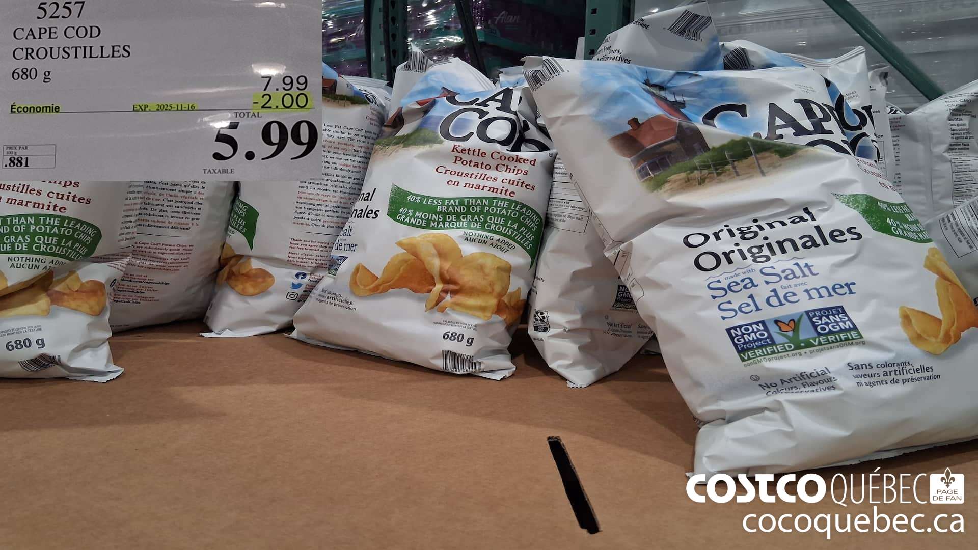 5257 CAPE COD CROUSTILLES 680G ($2.00 INSTANT SAVINGS EXPIRES ON 2025-11-16) $5.99