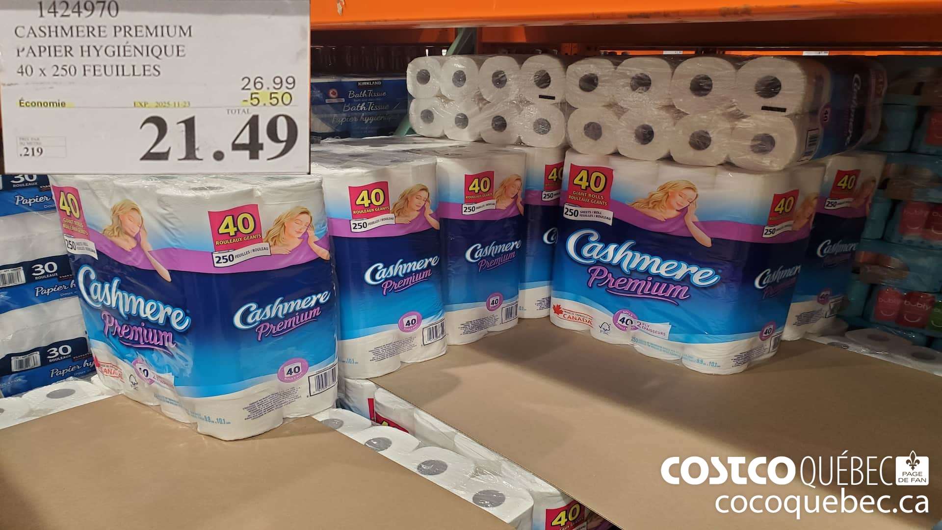 1424970 CASHMERE PREMIUM PAPIER HYGIENIQUE 40 x 250 FEUILLES  ($5.50 INSTANT SAVINGS EXPIRES ON 2025-11-23) $21.49