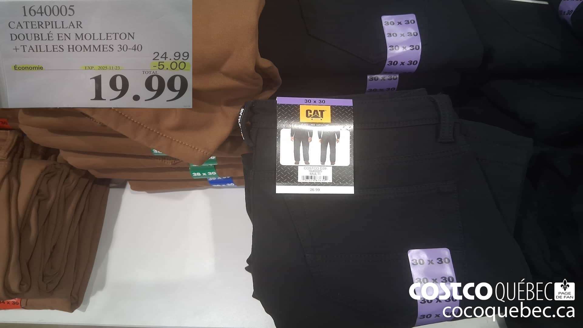 1640005 CATERPILLAR DOUBLE EN MOLLETON 4 TAILLES HOMMES 30-40  ($5.00 INSTANT SAVINGS EXPIRES ON 2025-11-23) $19.99