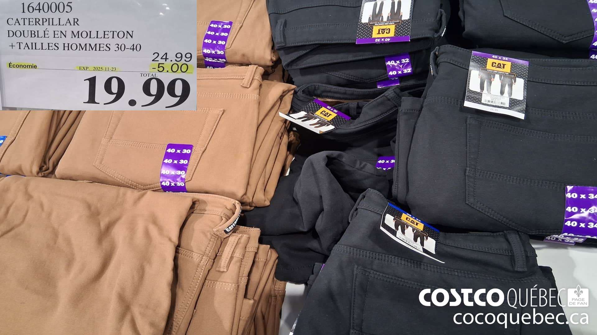 1640005 CATERPILLAR DOUBLE EN MOLLETON 4 TAILLES HOMMES 30-40  ($5.00 INSTANT SAVINGS EXPIRES ON 2025-11-23) $19.99