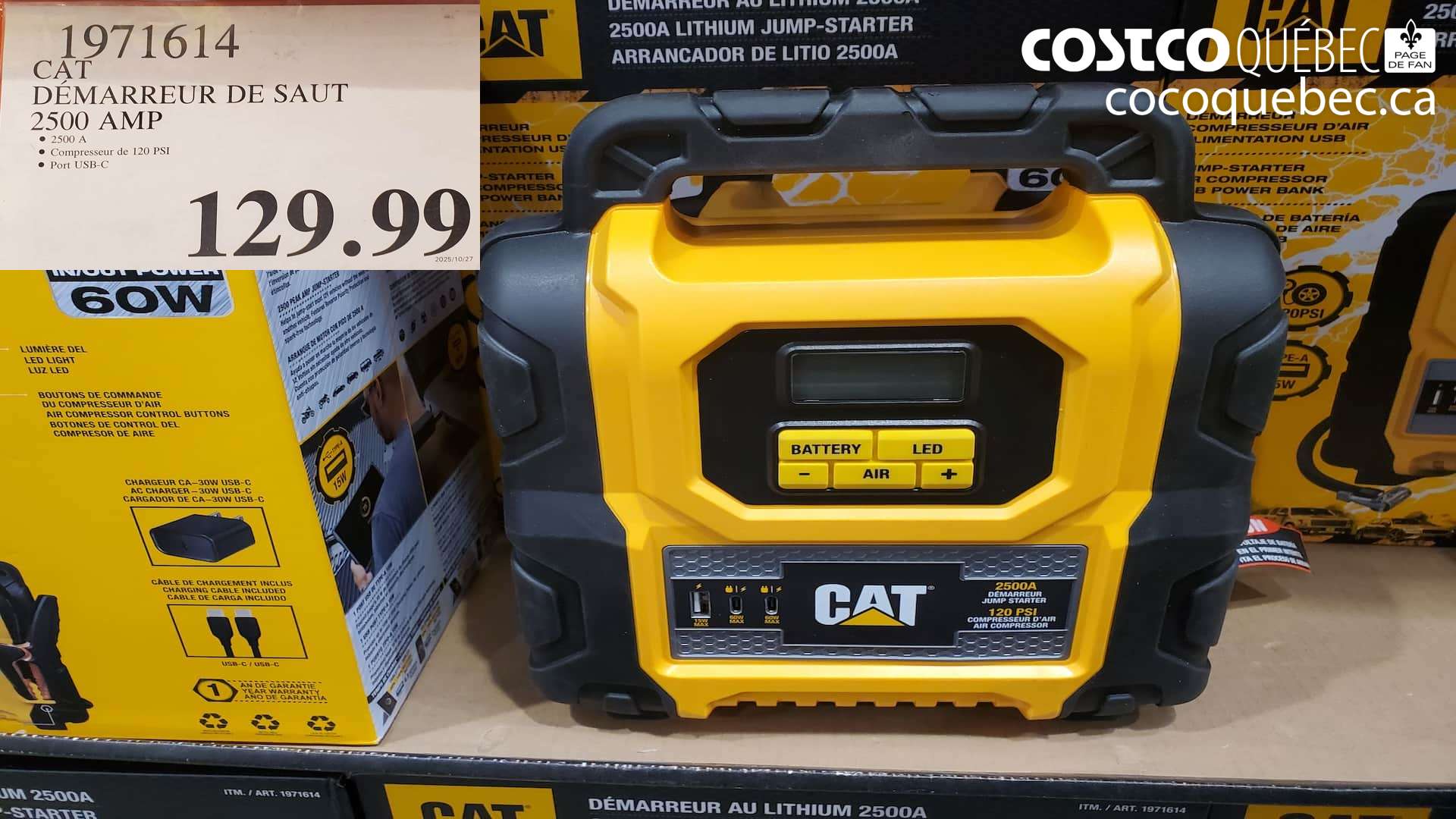 1971614 CAT DEMARREUR DE SAUT 2500 AMP $129.99