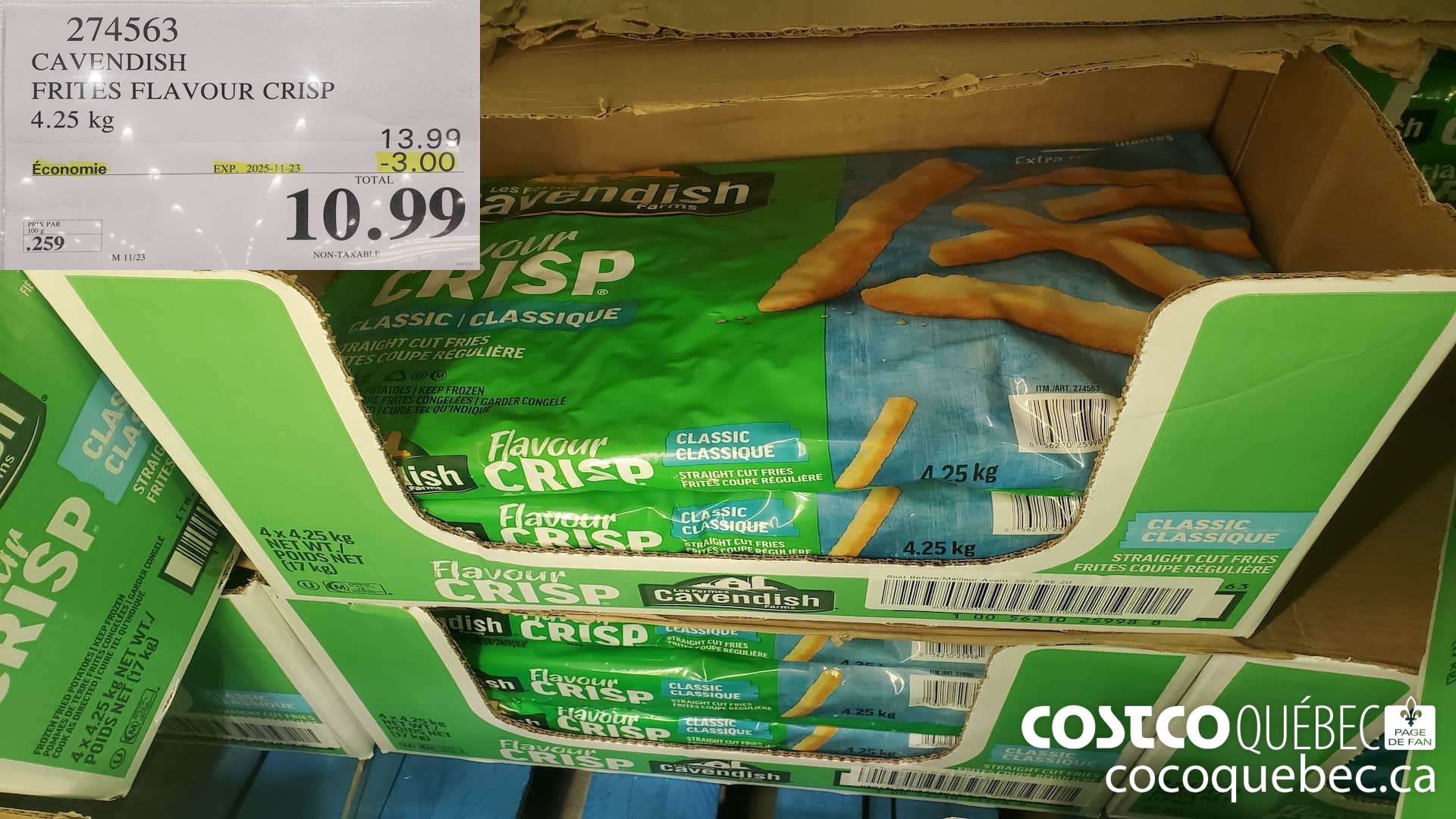 274563 CAVENDISH FRITES FLAVOUR CRISP 4.25 kG ($3.00 INSTANT SAVINGS EXPIRES ON 2025-11-23) $10.99