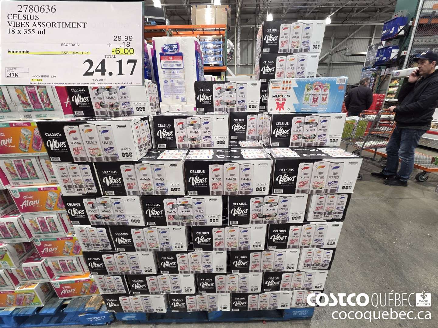 2780636 CELSIUS VIBES ASSORTIMENT 18 x 355 ml  ($6.00 INSTANT SAVINGS EXPIRES ON 2025-11-23) $24.17