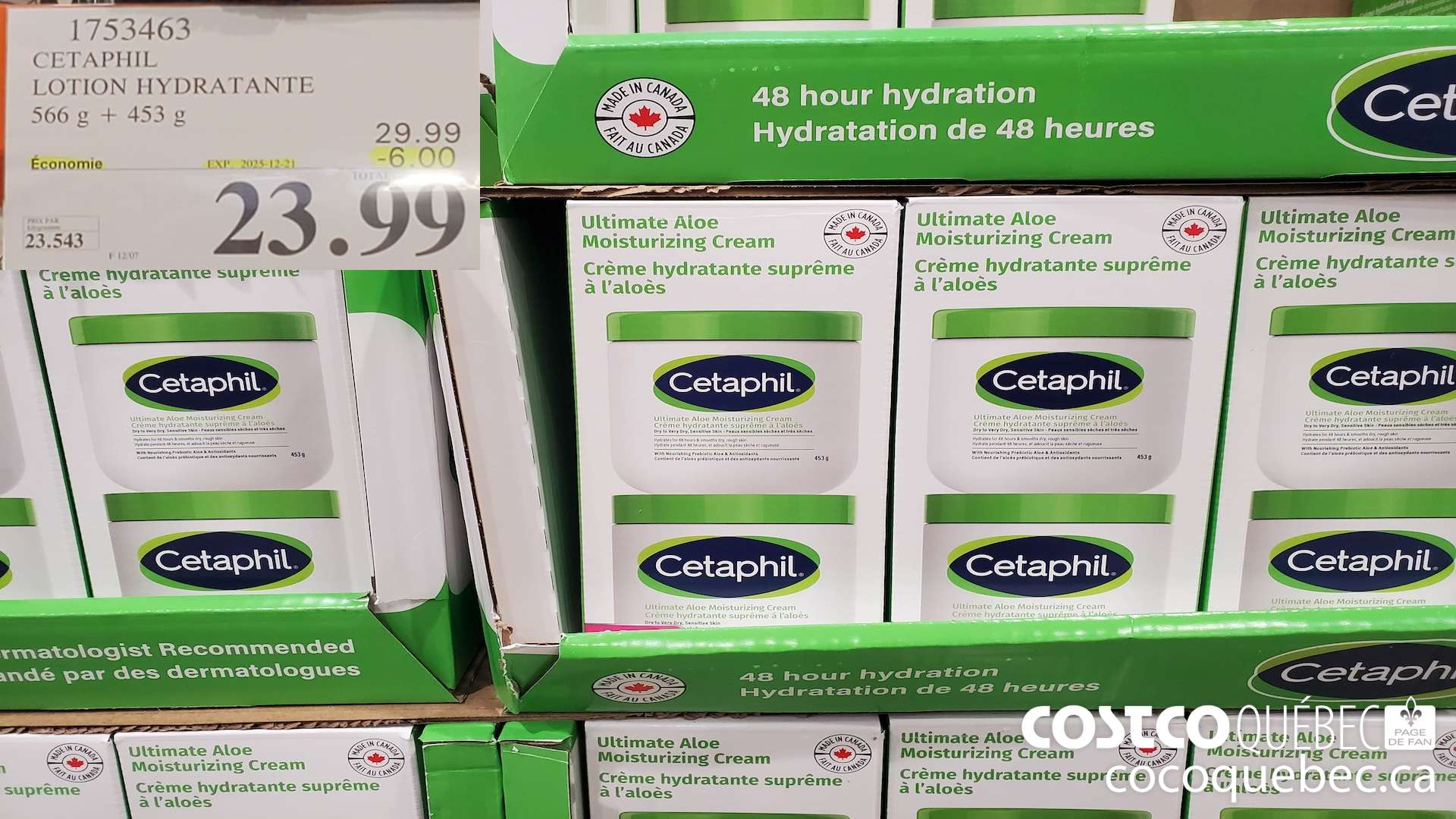 1753463 CETAPHIL LOTION HYDRATANTE 566 g + 453 8 ($6.00 INSTANT SAVINGS EXPIRES ON 2025-12-21) $23.99