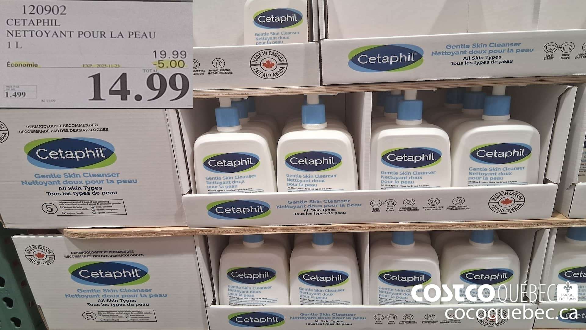 120902 CETAPHIL NETTOYANT POUR LA PEAU 1L ($5.00 INSTANT SAVINGS EXPIRES ON 2025-11-23) $14.99