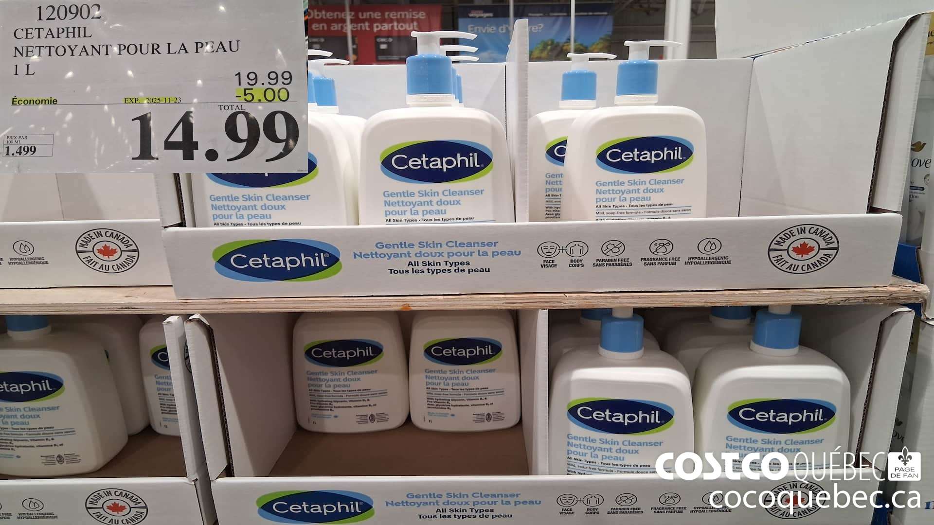 120902 CETAPHIL NETTOYANT POUR LA PEAU 1L ($5.00 INSTANT SAVINGS EXPIRES ON 2025-11-23) $14.99