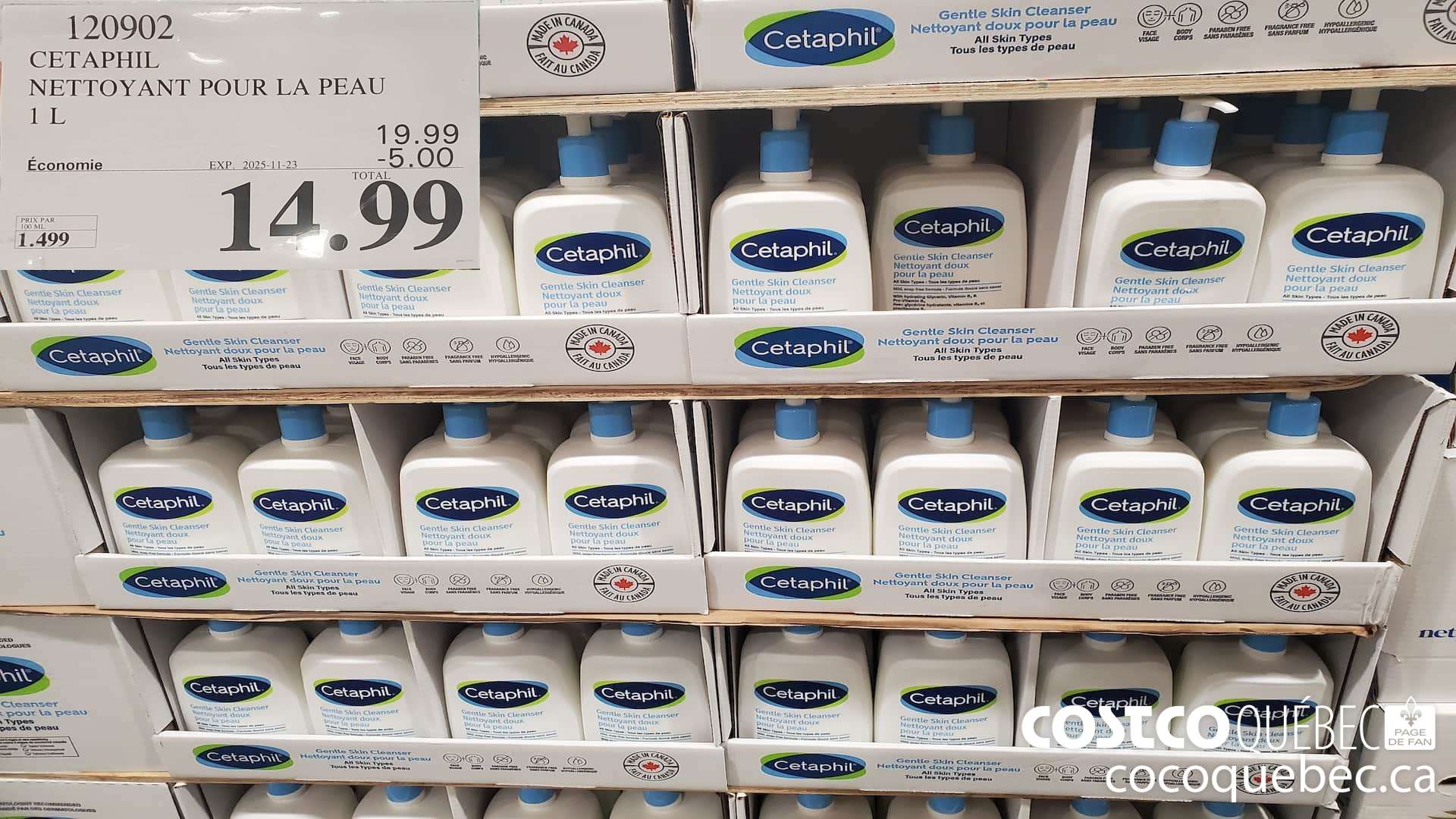 120902 CETAPHIL NETTOYANT POUR LA PEAU 1L ($5.00 INSTANT SAVINGS EXPIRES ON 2025-11-23) $14.99