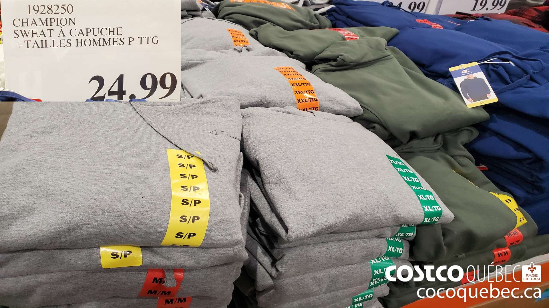 1928250 CHAMPION SWEAT A CAPUCHE + TAILLES HOMMES P-TTG $24.99