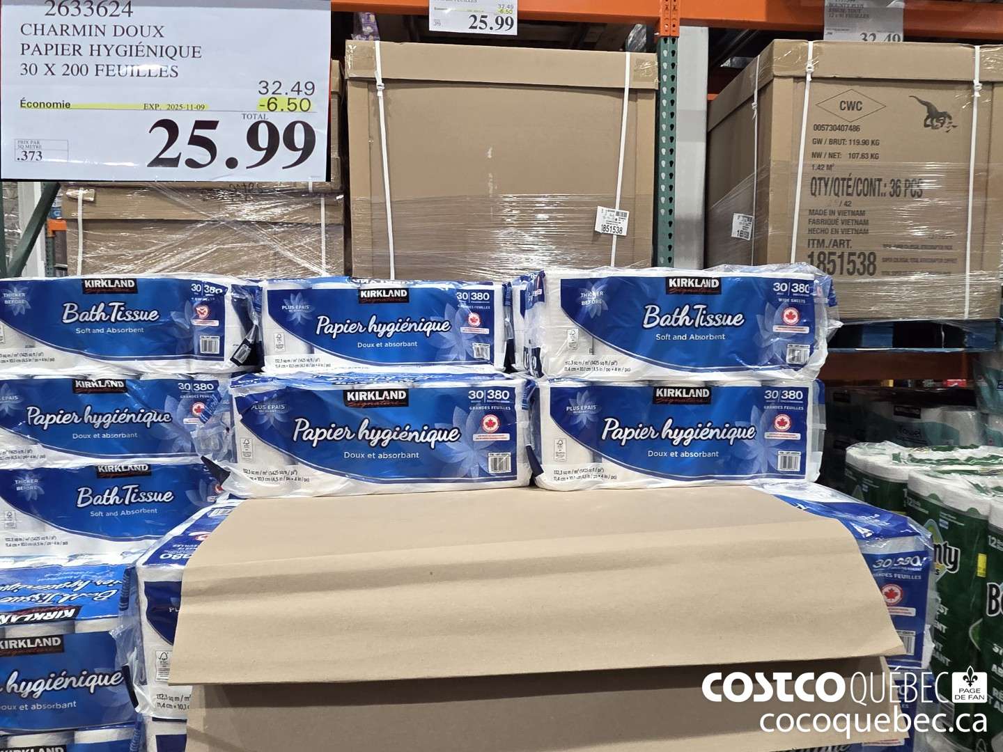 2633624 CHARMIN DOUX PAPIER HYGIENIQUE 30 X 200 FEUILLES ($6.50 INSTANT SAVINGS EXPIRES ON 2025-11-09) $25.99