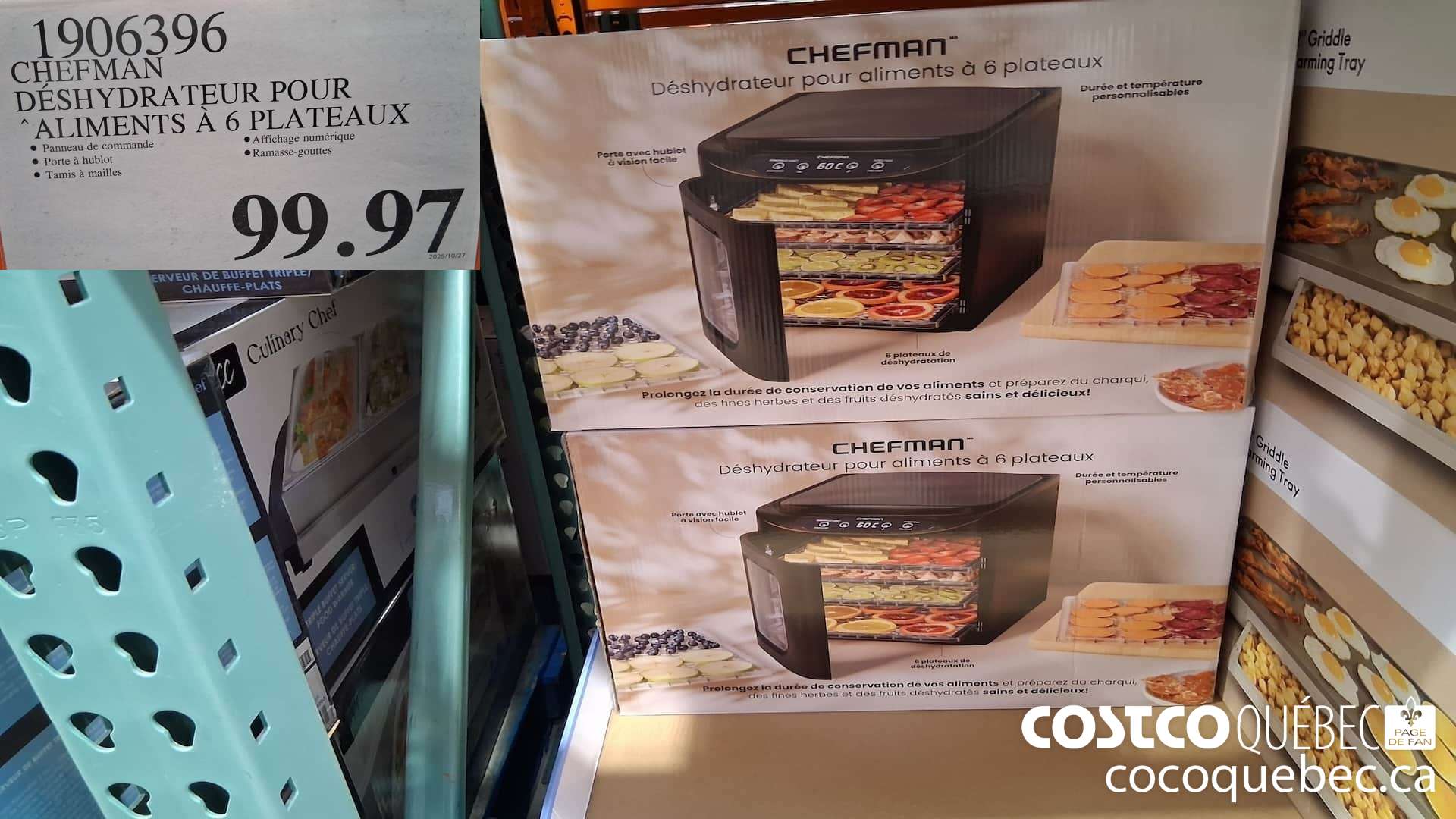 1906396 CHEFMAN DESHYDRATEUR POUR ALIMENTS A 6 PLATEAUX  $99.97