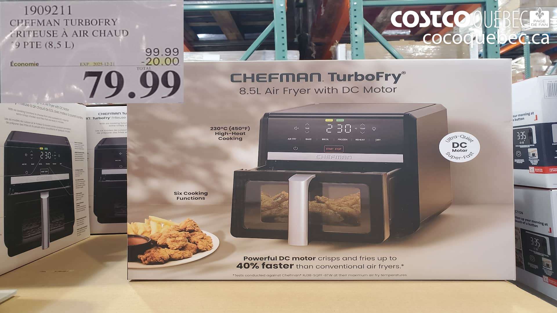 1909211 CHEFMAN TURBOFRY FRITEUSE A AIR CHAUD “9 PTE (8,5 L) ($20.00 INSTANT SAVINGS EXPIRES ON 2025-12-21) $79.99