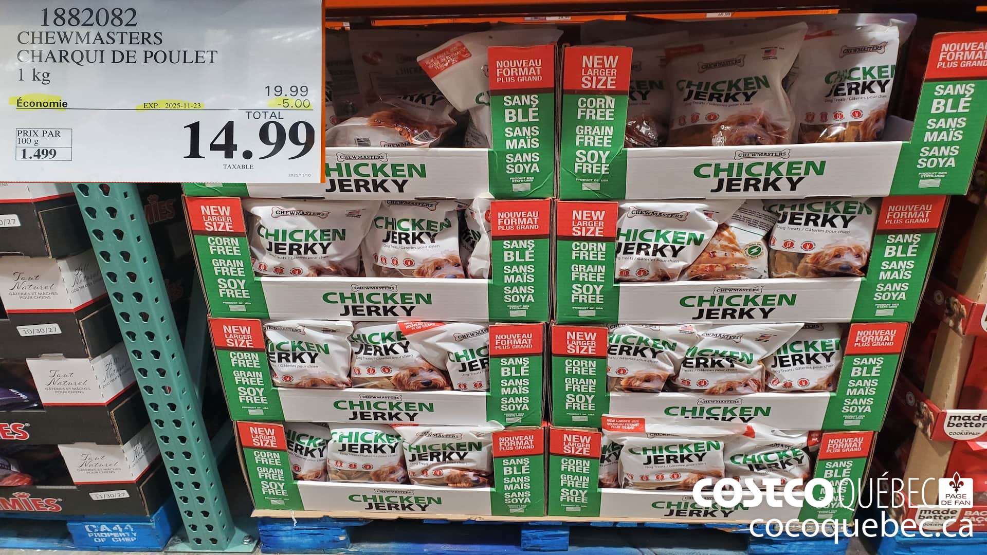 1882082 CHEWMASTERS CHARQUI DE POULET 1 KG ($5.00 INSTANT SAVINGS EXPIRES ON 2025-11-23) $14.99