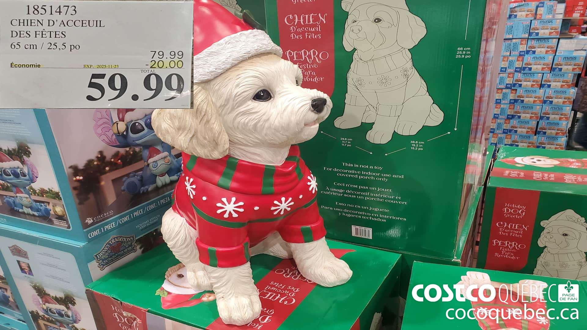 1851473 CHIEN D 'ACCEUIL DES FETES 65CM/25,5PO ($20.00 INSTANT SAVINGS EXPIRES ON 2025-11-23) $59.99