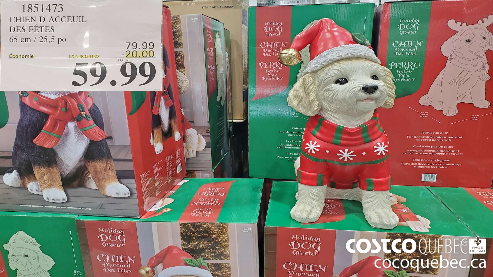 1851473 CHIEN D 'ACCEUIL DES FETES 65CM/25,5PO ($20.00 INSTANT SAVINGS EXPIRES ON 2025-11-23) $59.99