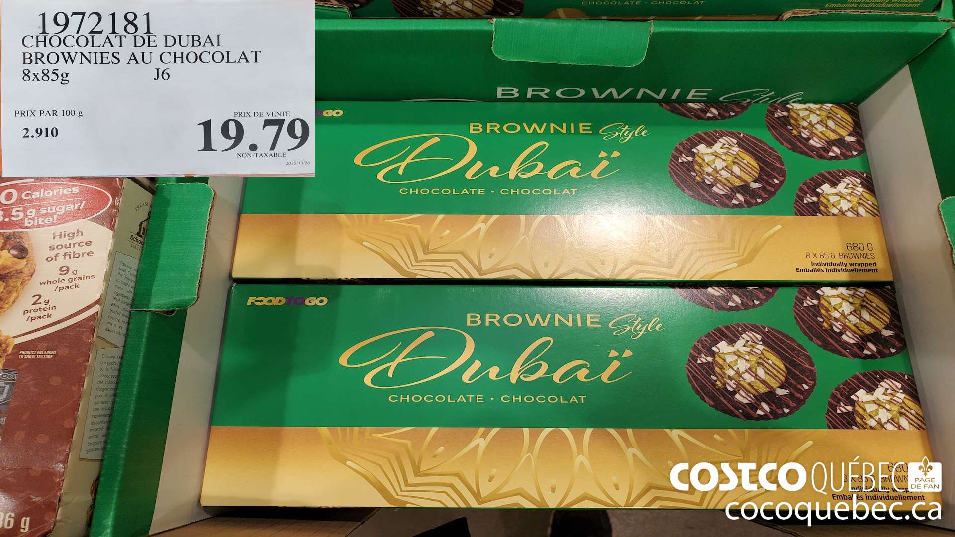 1972181 CHOCOLAT DE DUBAI BROWNIES AU CHOCOLAT 8x85G $19.79