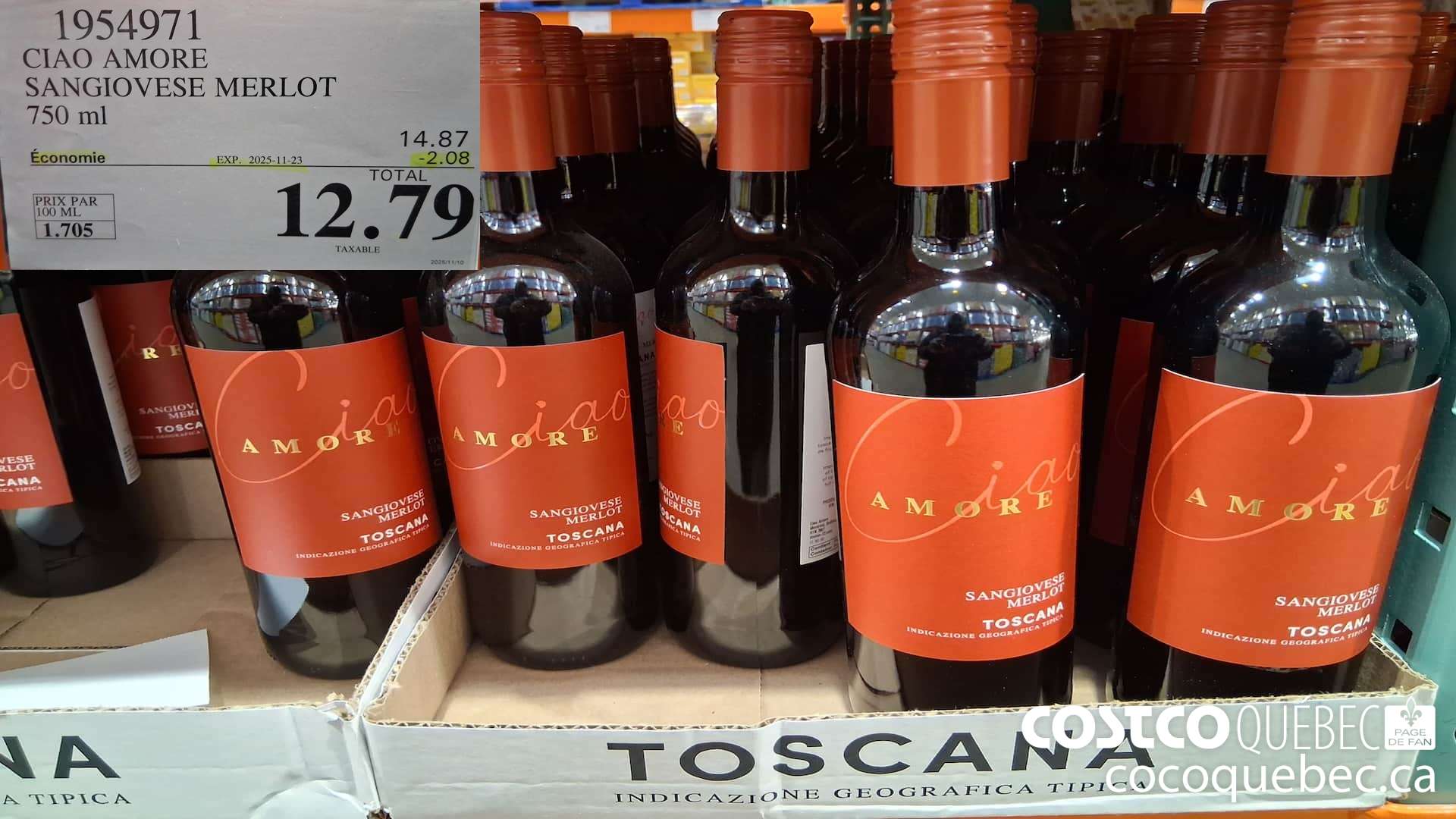 1954971 CIAO AMORE SANGIOVESE MERLOT 750 mL  ($2.08 INSTANT SAVINGS EXPIRES ON 2025-11-23) $12.79