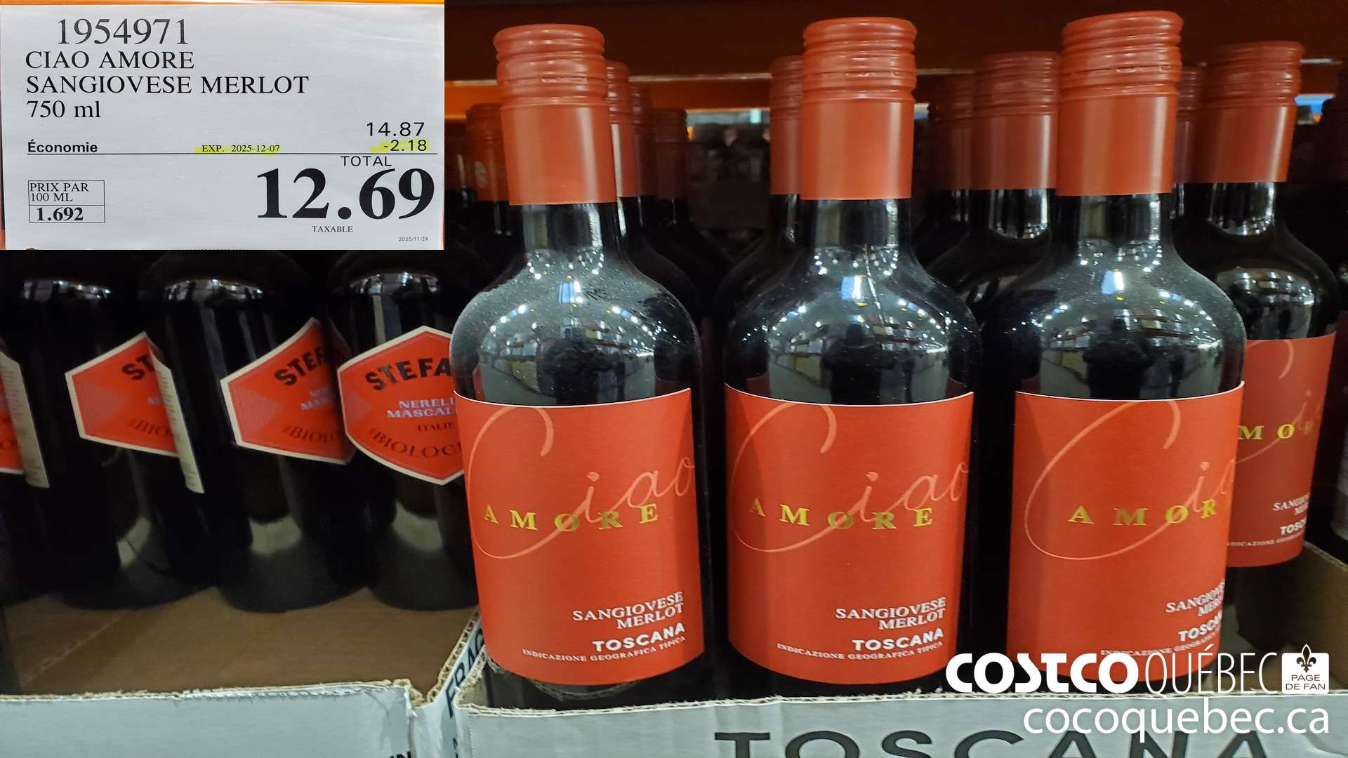 1954971 CIAO AMORE SANGIOVESE MERLOT 750 mL  ($2.18 INSTANT SAVINGS EXPIRES ON 2025-12-07) $12.69