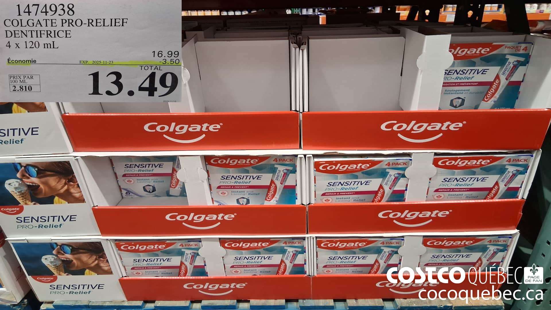 1474938 COLGATE PRO-RELIEEF DENTIFRICE 4x 120 mL  ($3.50 INSTANT SAVINGS EXPIRES ON 2025-11-23) $13.49