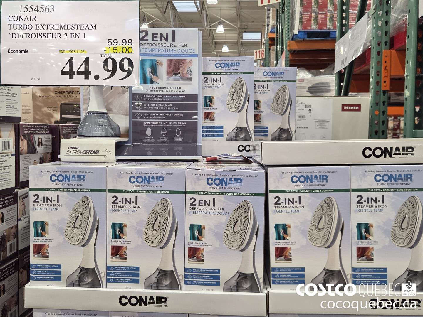 1554563 CONAIR TURBO EXTREMESTEAM DEFROISSEUR 2 EN 1 ($15.00 INSTANT SAVINGS EXPIRES ON 2025-11-23) $44.99