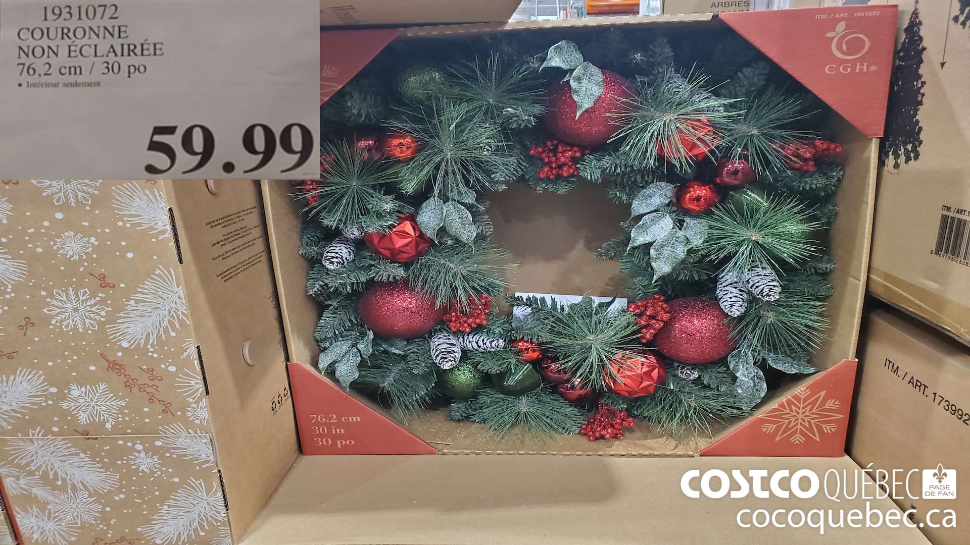 1931072 COURONNE NON ECLAIREE 76,2 cm / 30 po $59.99