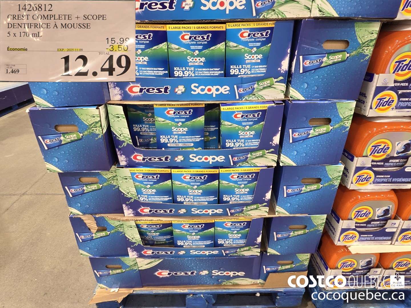 1426812 CREST COMPLETE + SCOPE DENTIFRICE A MOUSSE 5 X 170ML ($3.50 INSTANT SAVINGS EXPIRES ON 2025-11-09) $12.49