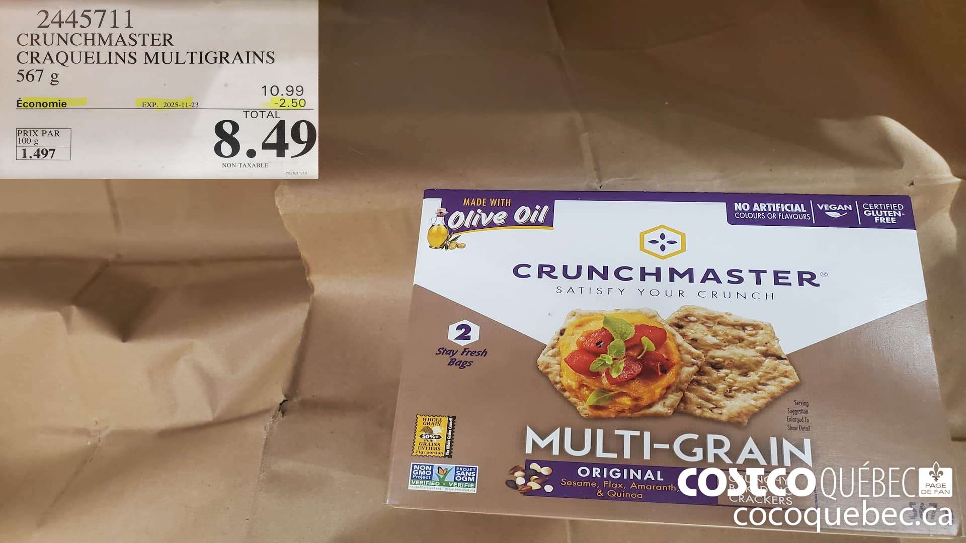 2445711 CRUNCHMASTER CRAQUELINS MULTIGRAINS 567G ($2.50 INSTANT SAVINGS EXPIRES ON 2025-11-23) $8.49