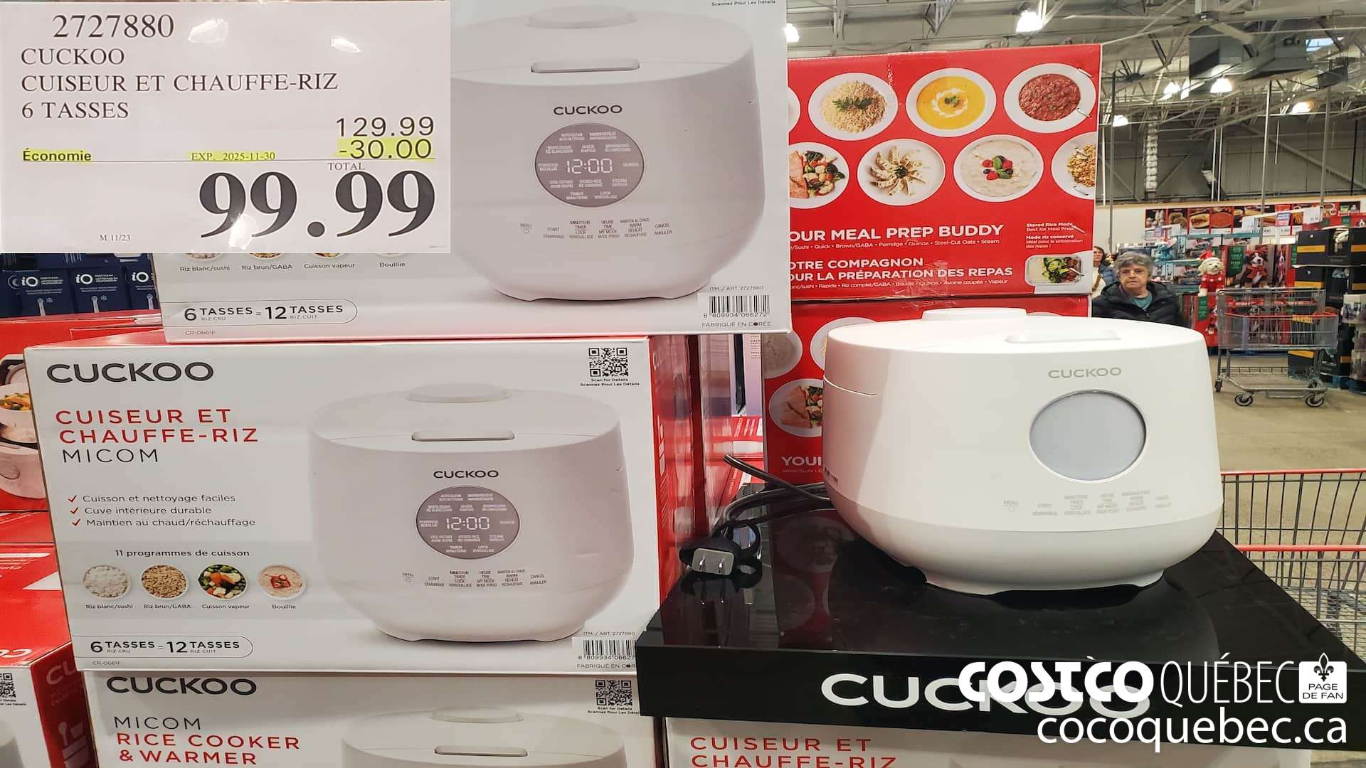 2727880 CUCKOO CUISEUR ET CHAUFFE-RIZ 6 TASSES  ($30.00 INSTANT SAVINGS EXPIRES ON 2025-11-30) $99.99