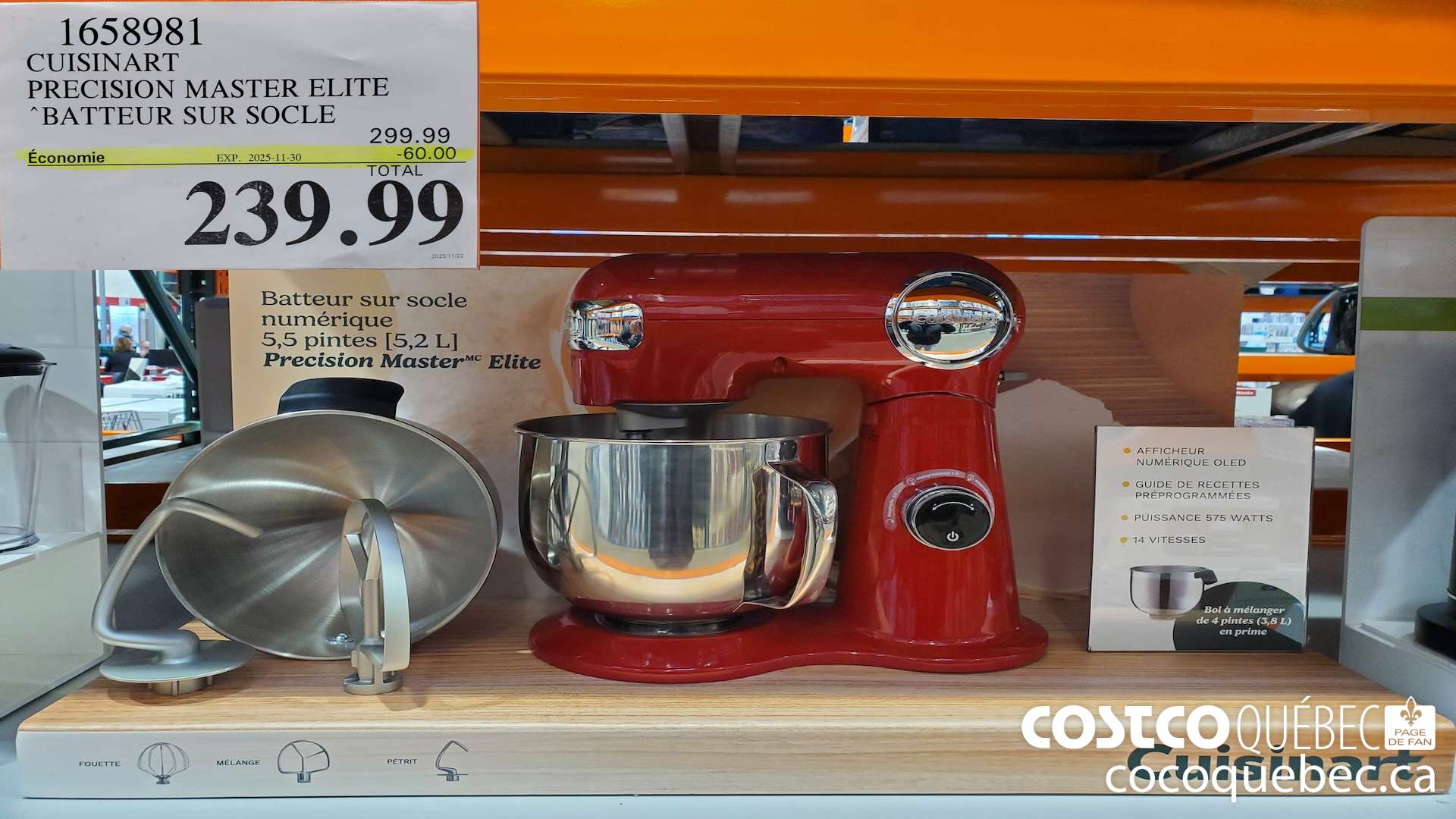 1658981 CUISINART BATTEUR SUR SOCLE “PRECISION MASTER ELITE ($60.00 INSTANT SAVINGS EXPIRES ON 2025-11-30) $239.99