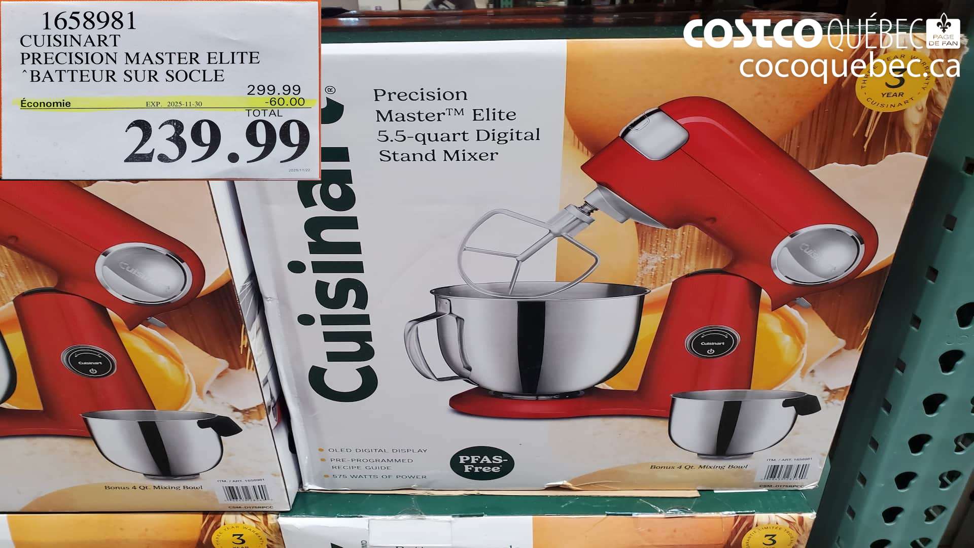 1658981 CUISINART BATTEUR SUR SOCLE “PRECISION MASTER ELITE ($60.00 INSTANT SAVINGS EXPIRES ON 2025-11-30) $239.99