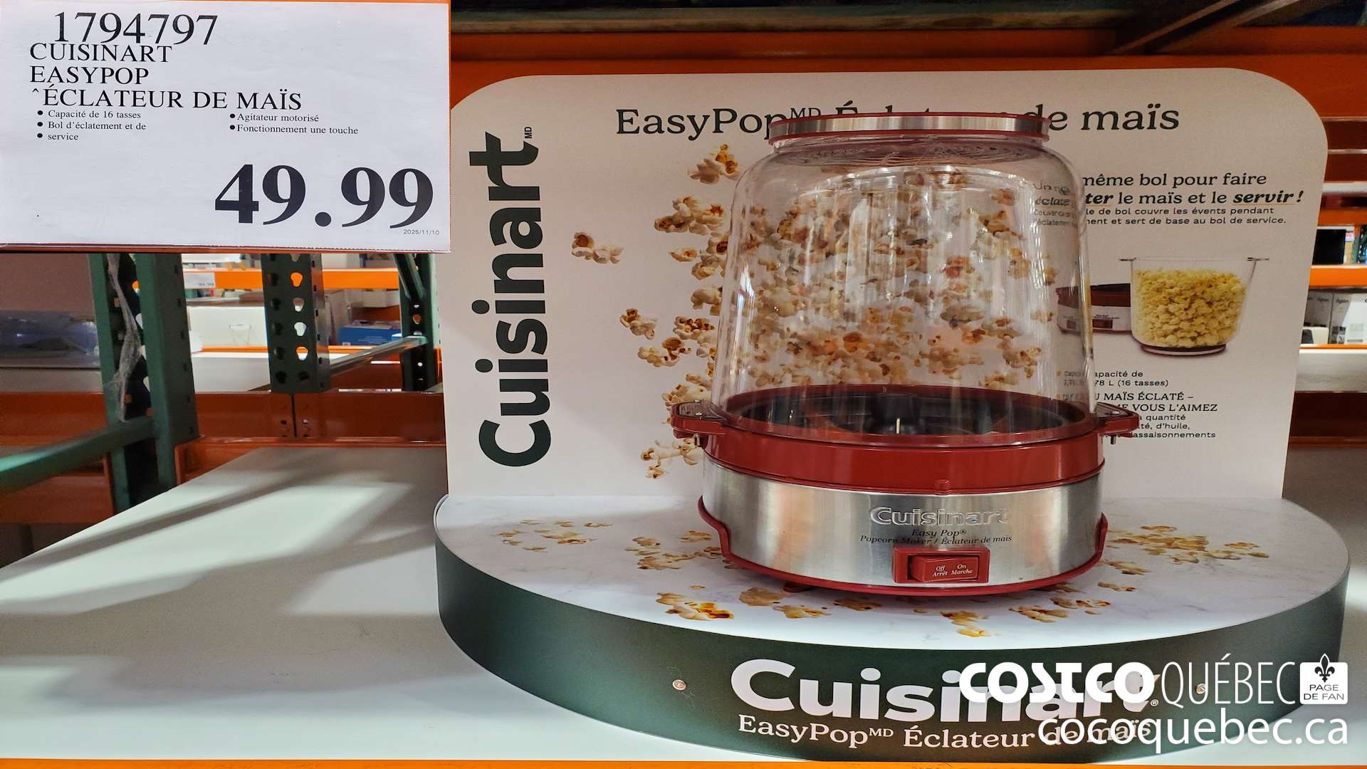 1794797 CUISINART EASYPOP ECLATEUR DE MAIS $49.99