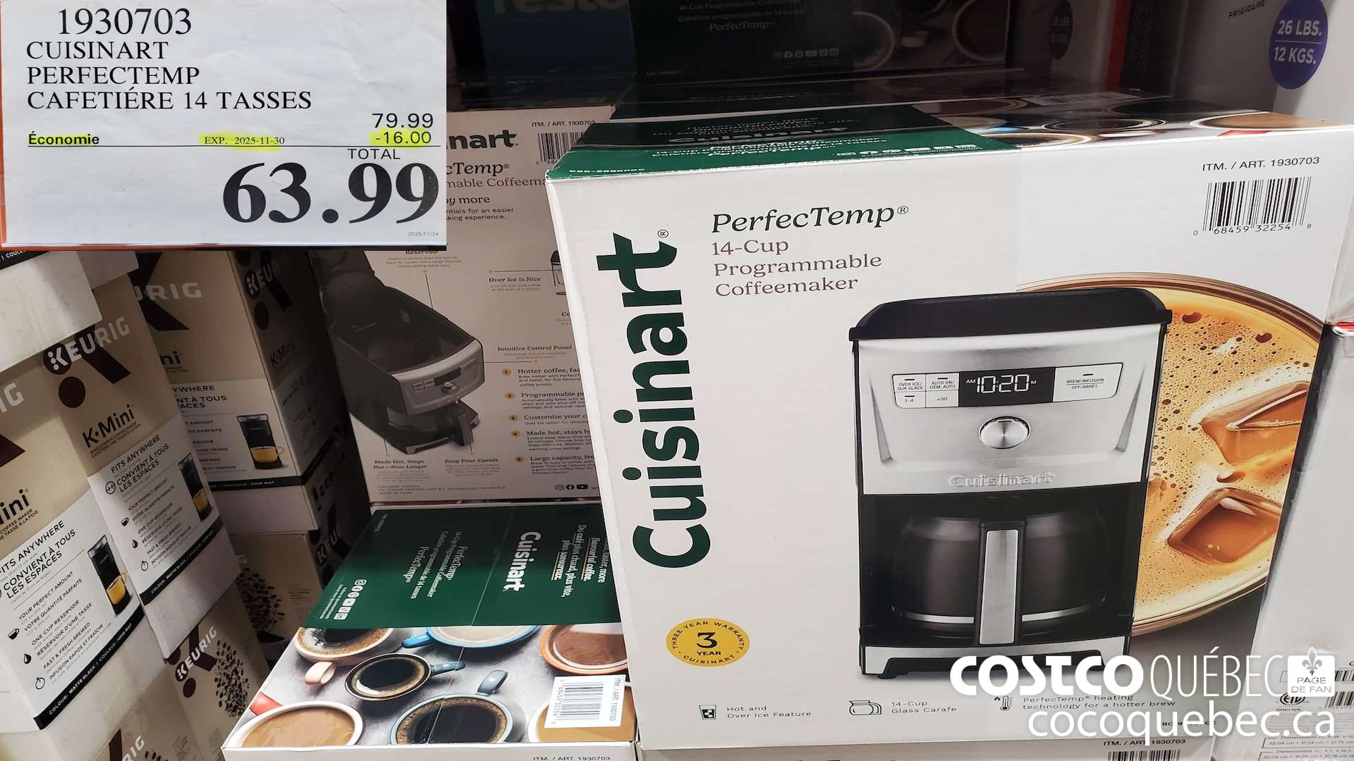 1930703 CUISINART PERFECTEMP CAFETIERE 14 TASSES ($16.00 INSTANT SAVINGS EXPIRES ON 2025-11-30) $63.99