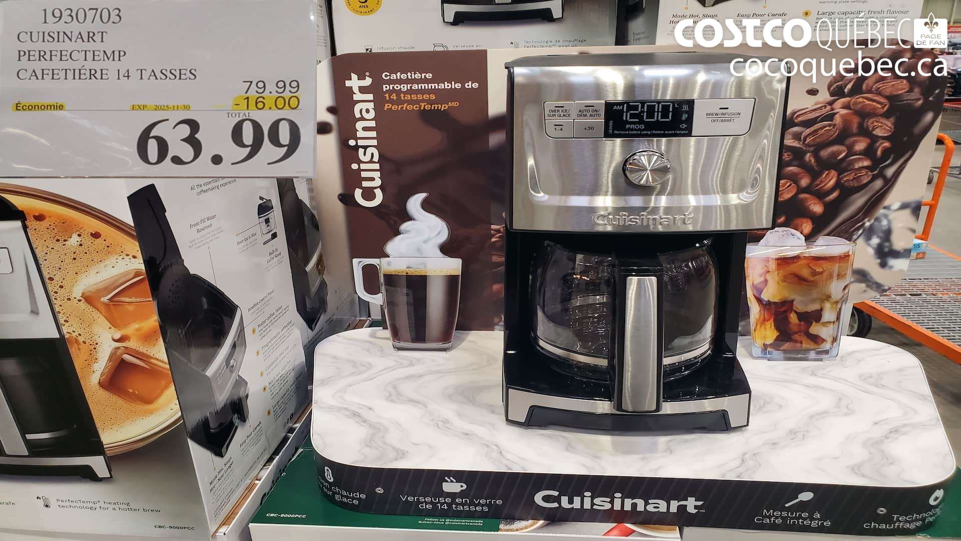 1930703 CUISINART PERFECTEMP CAFETIERE 14 TASSES ($16.00 INSTANT SAVINGS EXPIRES ON 2025-11-30) $63.99