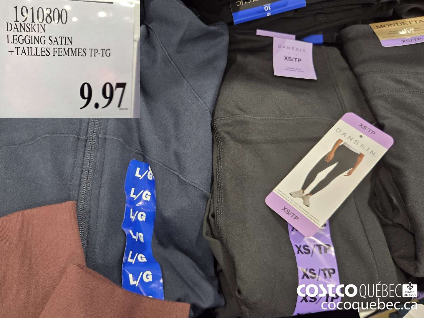 1910800 DANSKIN LEGGING SATIN TAILLES FEMMES TP-TG $9.97
