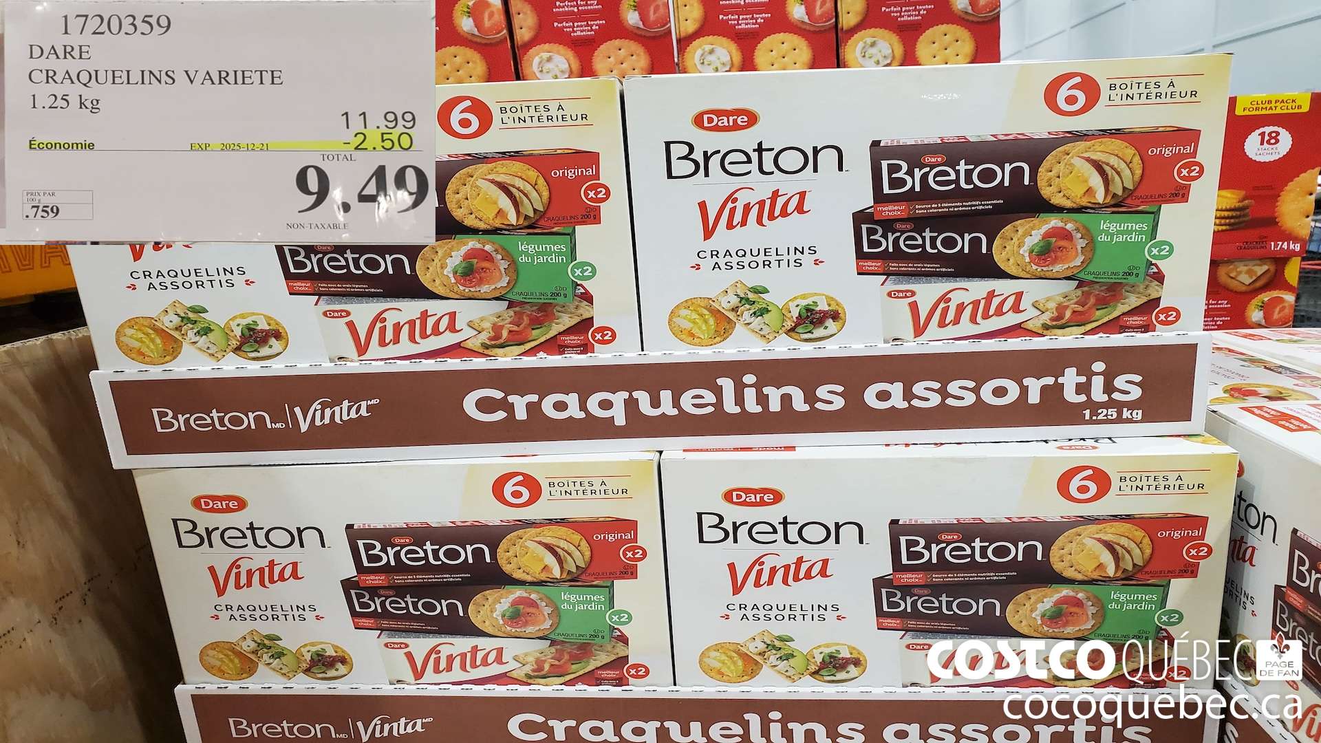 1720359 DARE CRAQUELINS VARIETE 125 kg  ($2.50 INSTANT SAVINGS EXPIRES ON 2025-12-21) $9.49