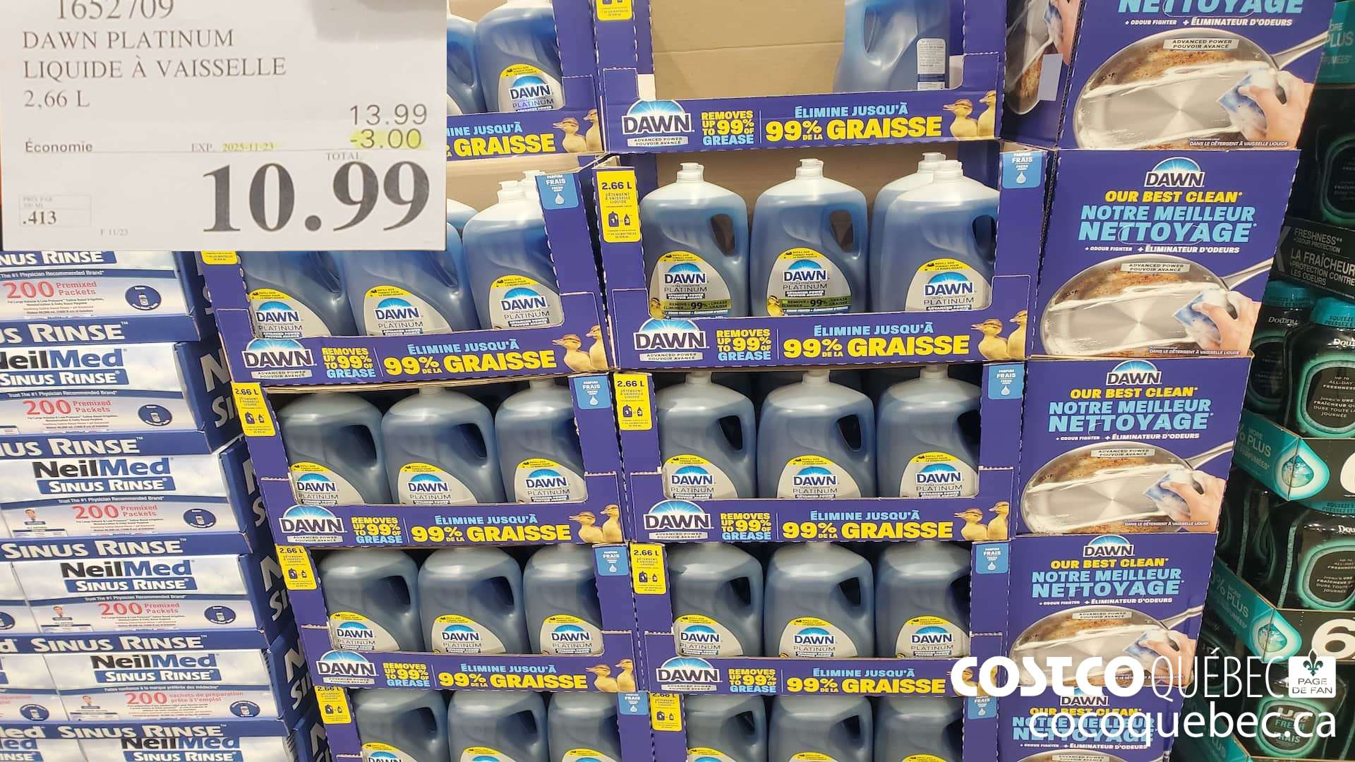 1652709 DAWN PLATINUM LIQUIDE A VAISSELLE 2,66 L  ($3.00 INSTANT SAVINGS EXPIRES ON 2025-11-23) $10.99