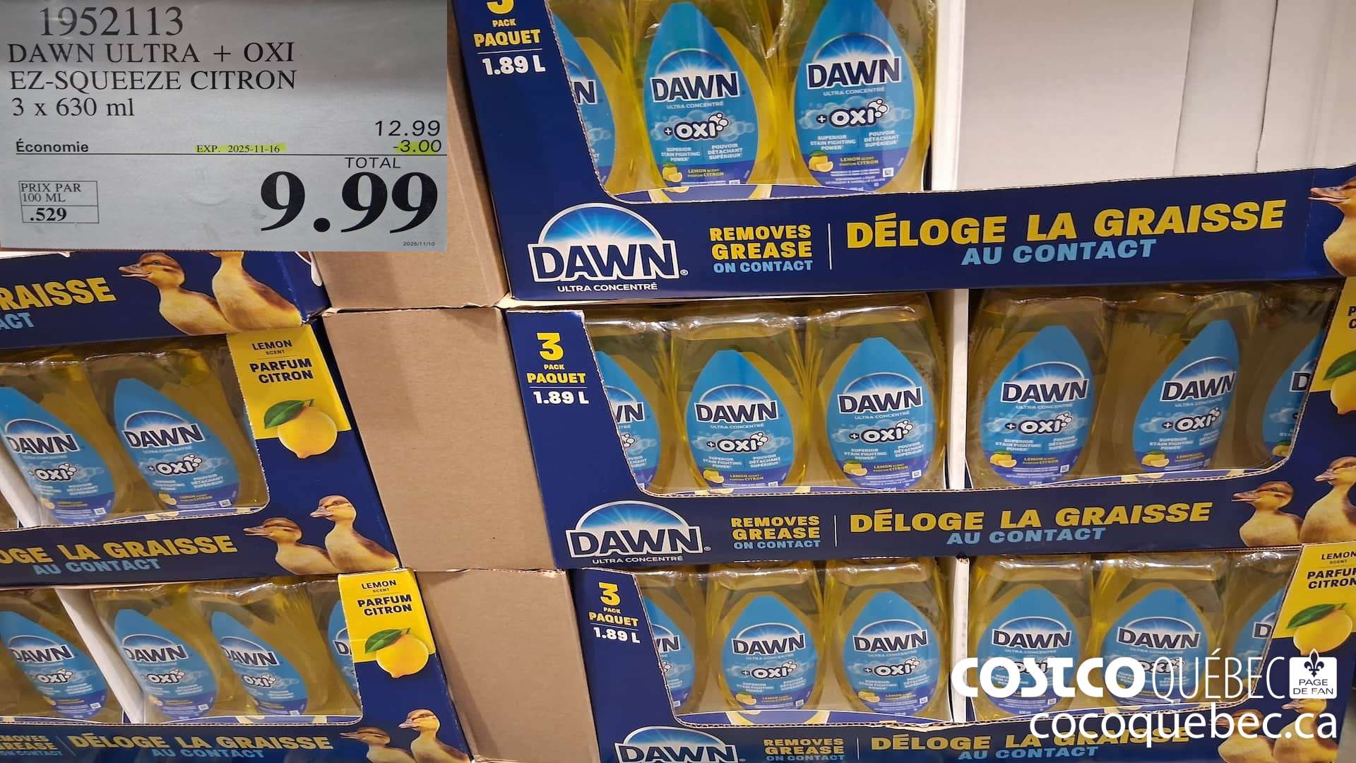 1952113 DAWN ULTRA + OXI EZ-SQUEEZE CITRON 3 X 630ML ($3.00 INSTANT SAVINGS EXPIRES ON 2025-11-16) $9.99
